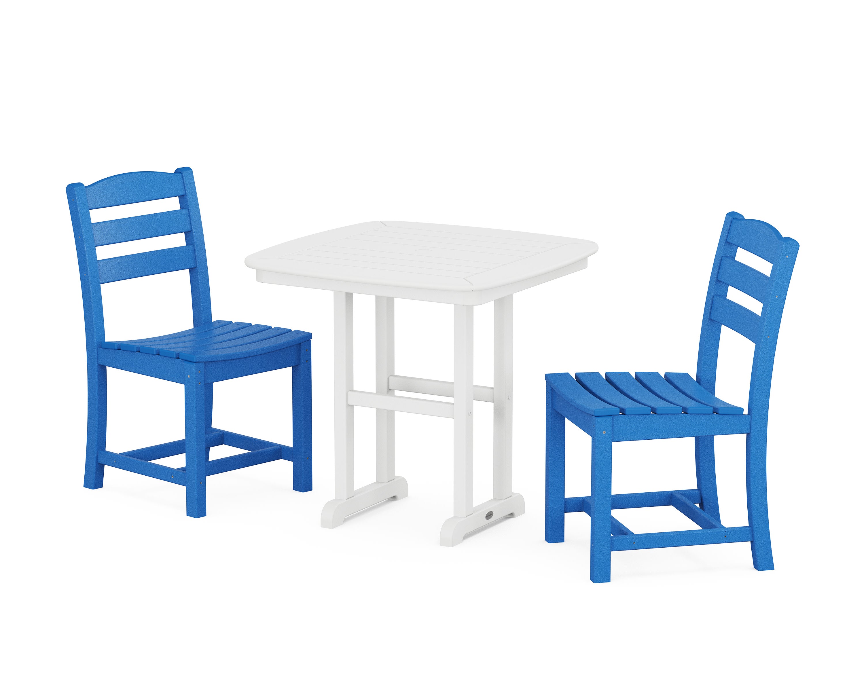 La Casa Caf Side Chair 3-Piece Dining Set in Pacific Blue / White