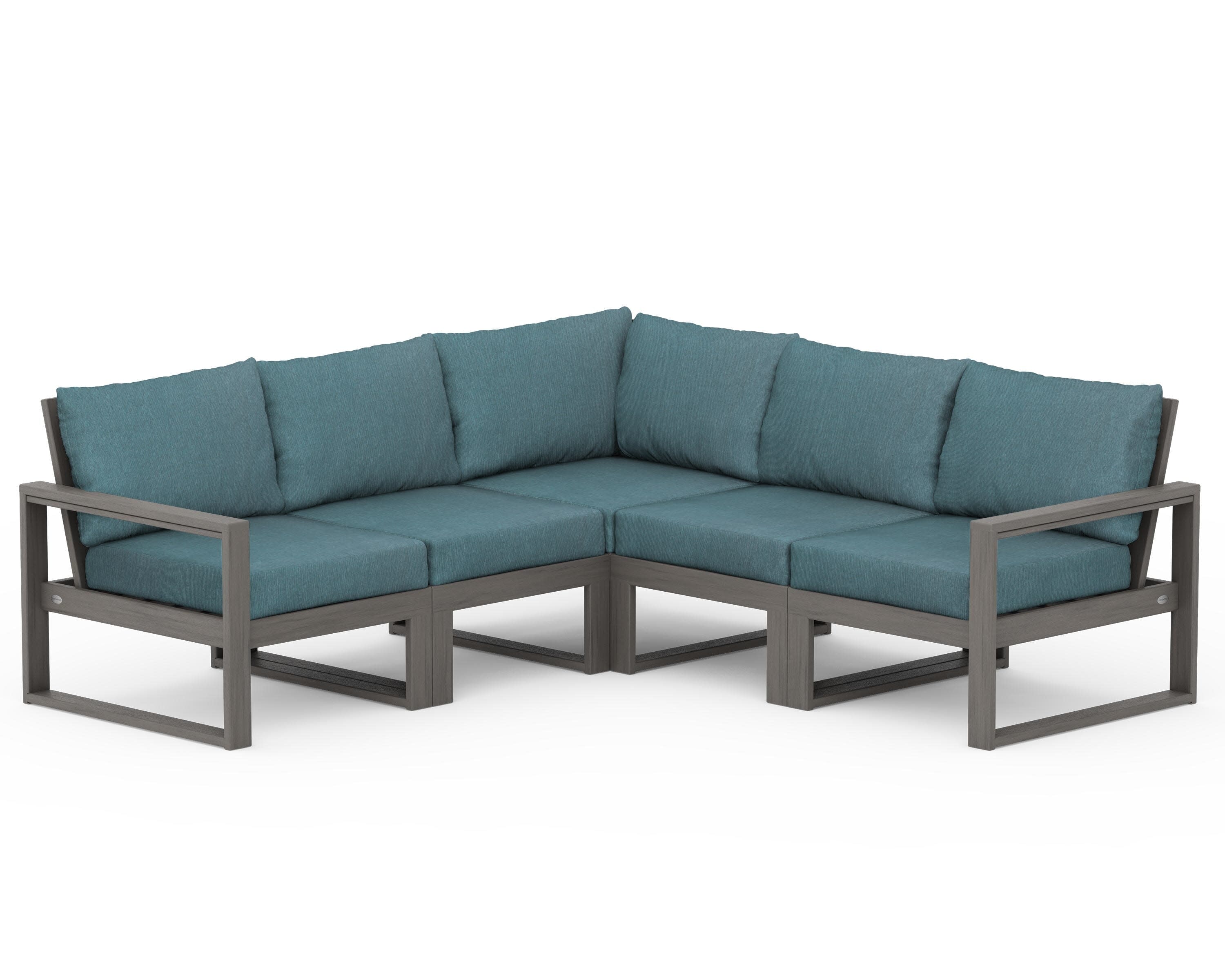 EDGE 5-Piece Modular Deep Seating Set in Driftwood / Ocean Teal