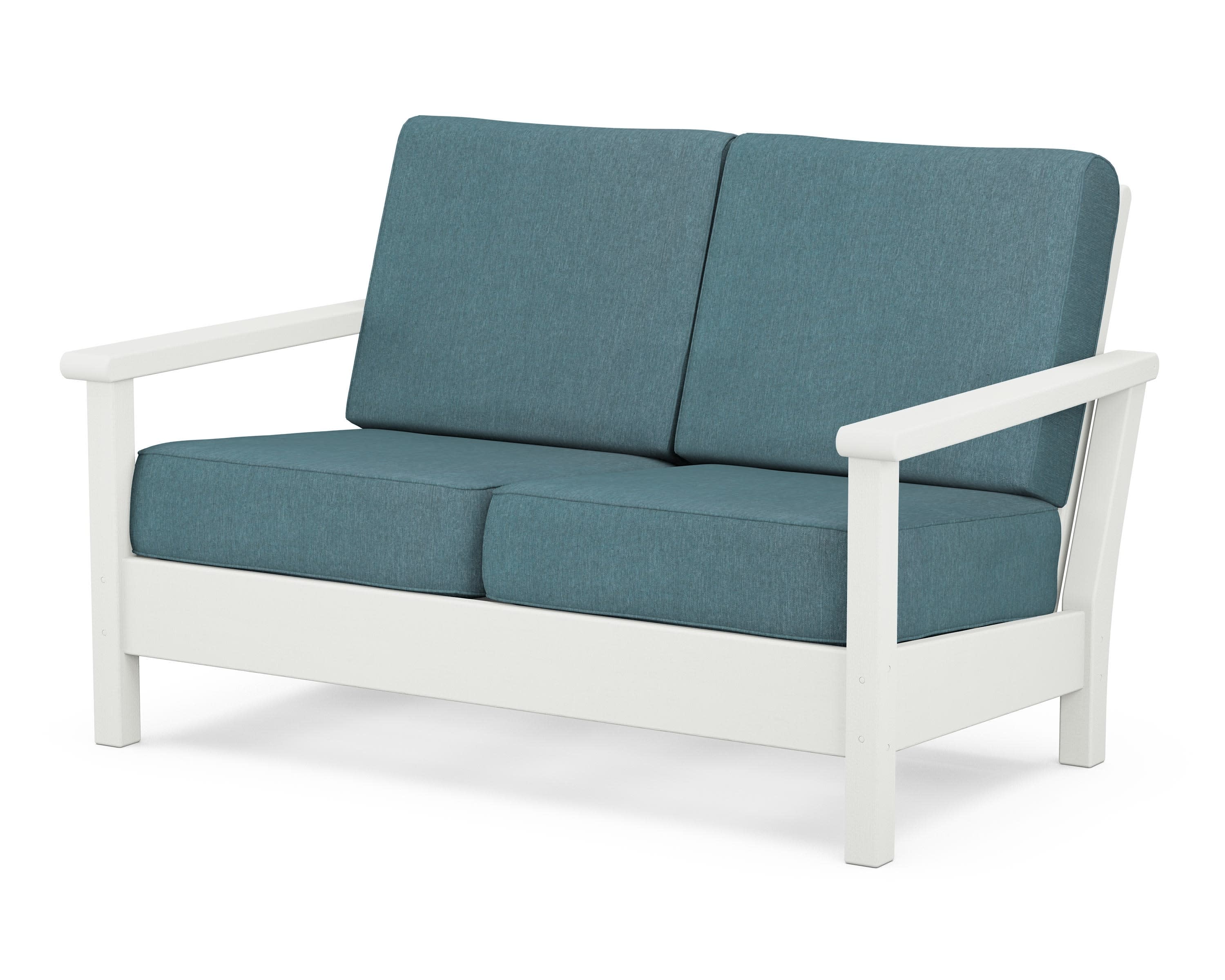Harbour Deep Seating Loveseat in Vintage White / Ocean Teal