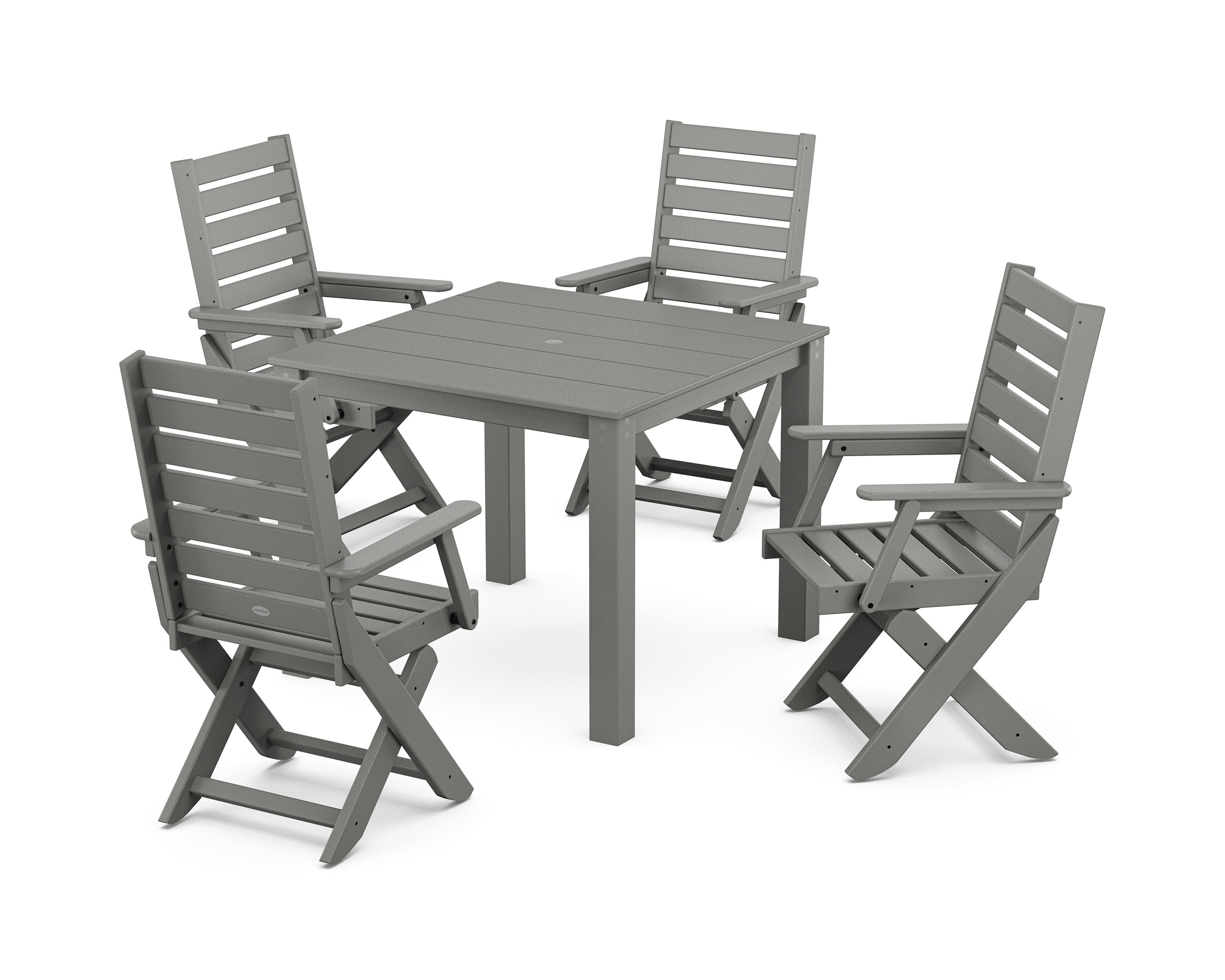 Captain Folding Chair 5-Piece Parsons Dining Set in Slate Grey