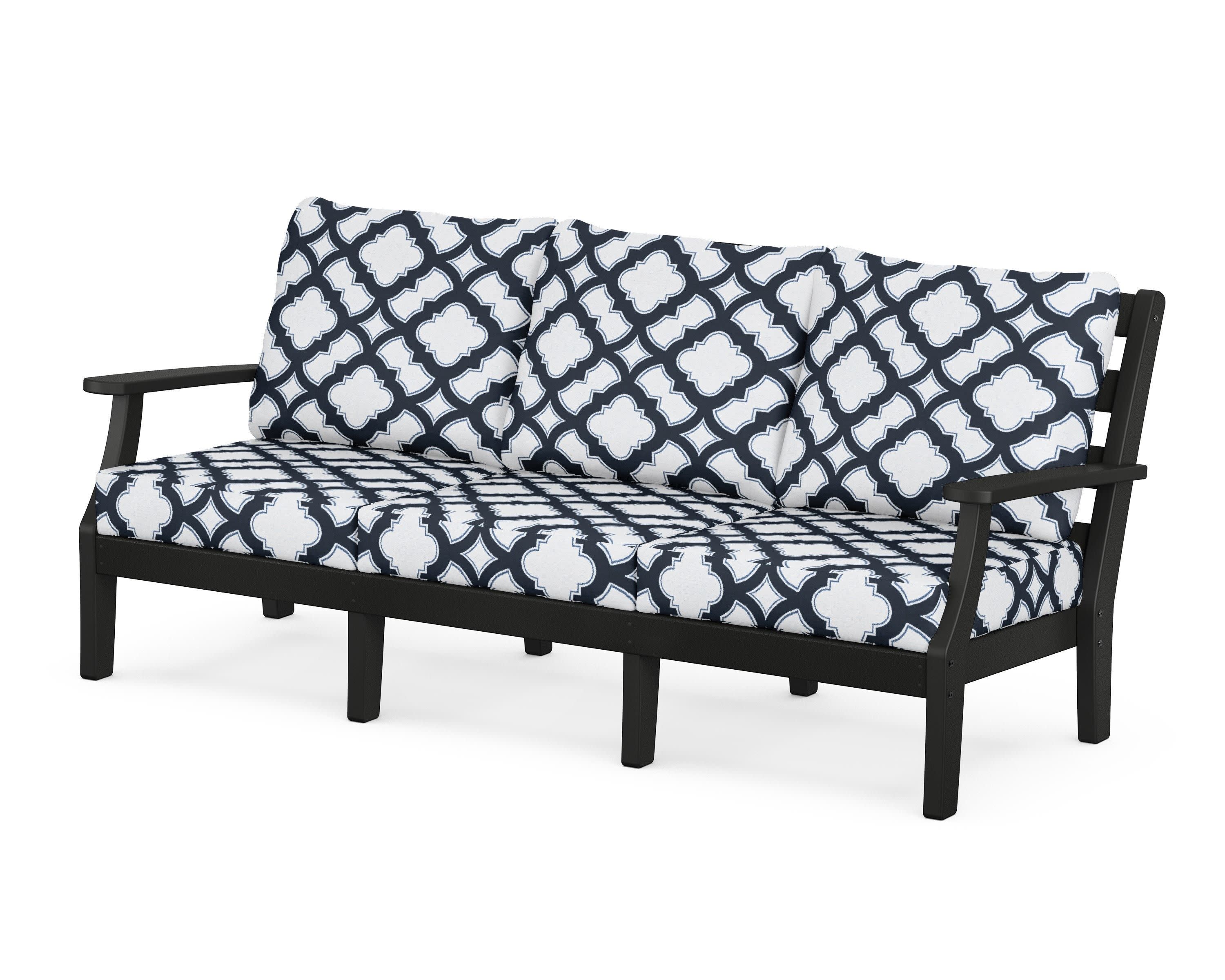 Chesapeake Deep Seating Sofa in Black / Trellis Marine Indigo