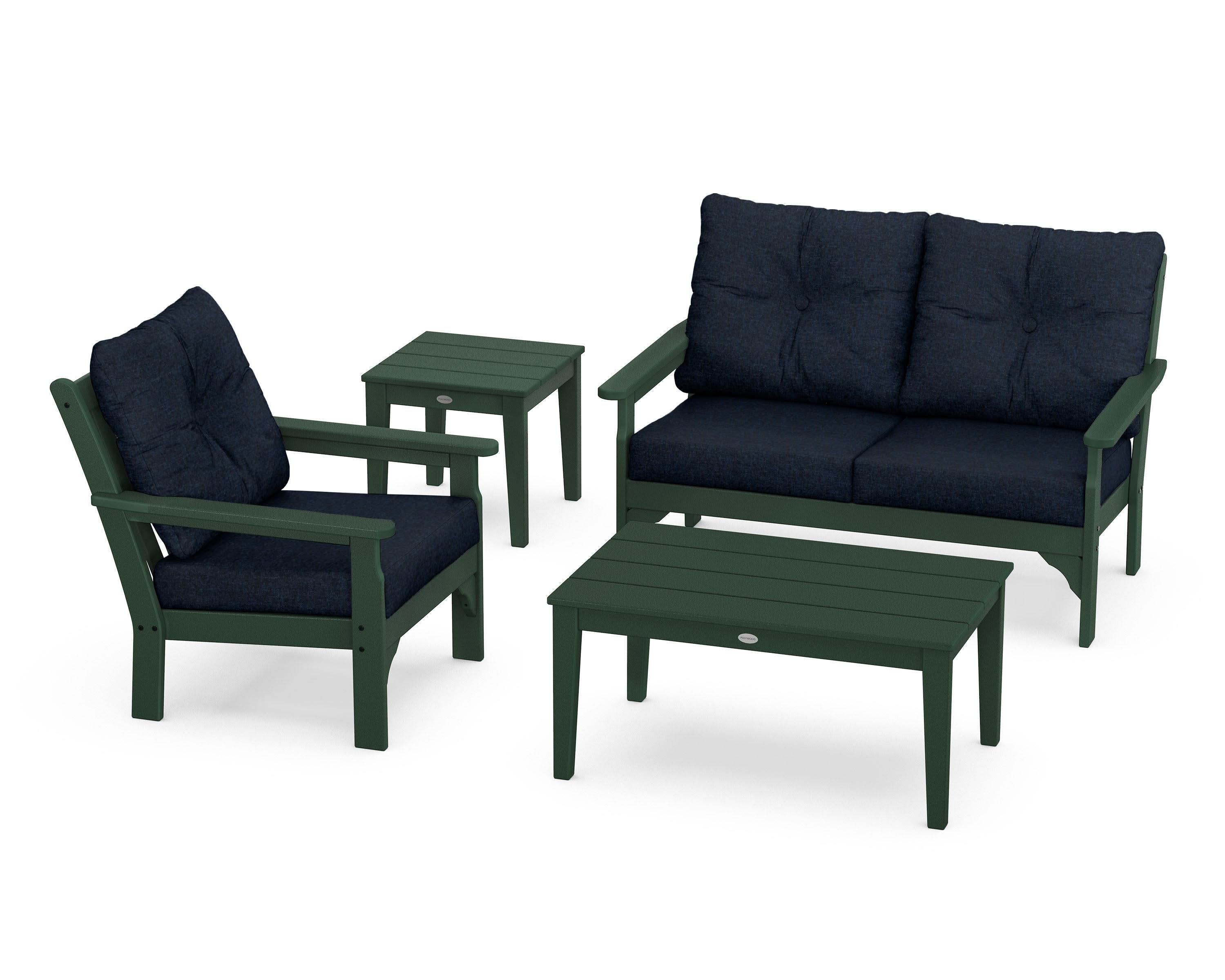 Vineyard 4-Piece Deep Seating Set in Green / Marine Indigo