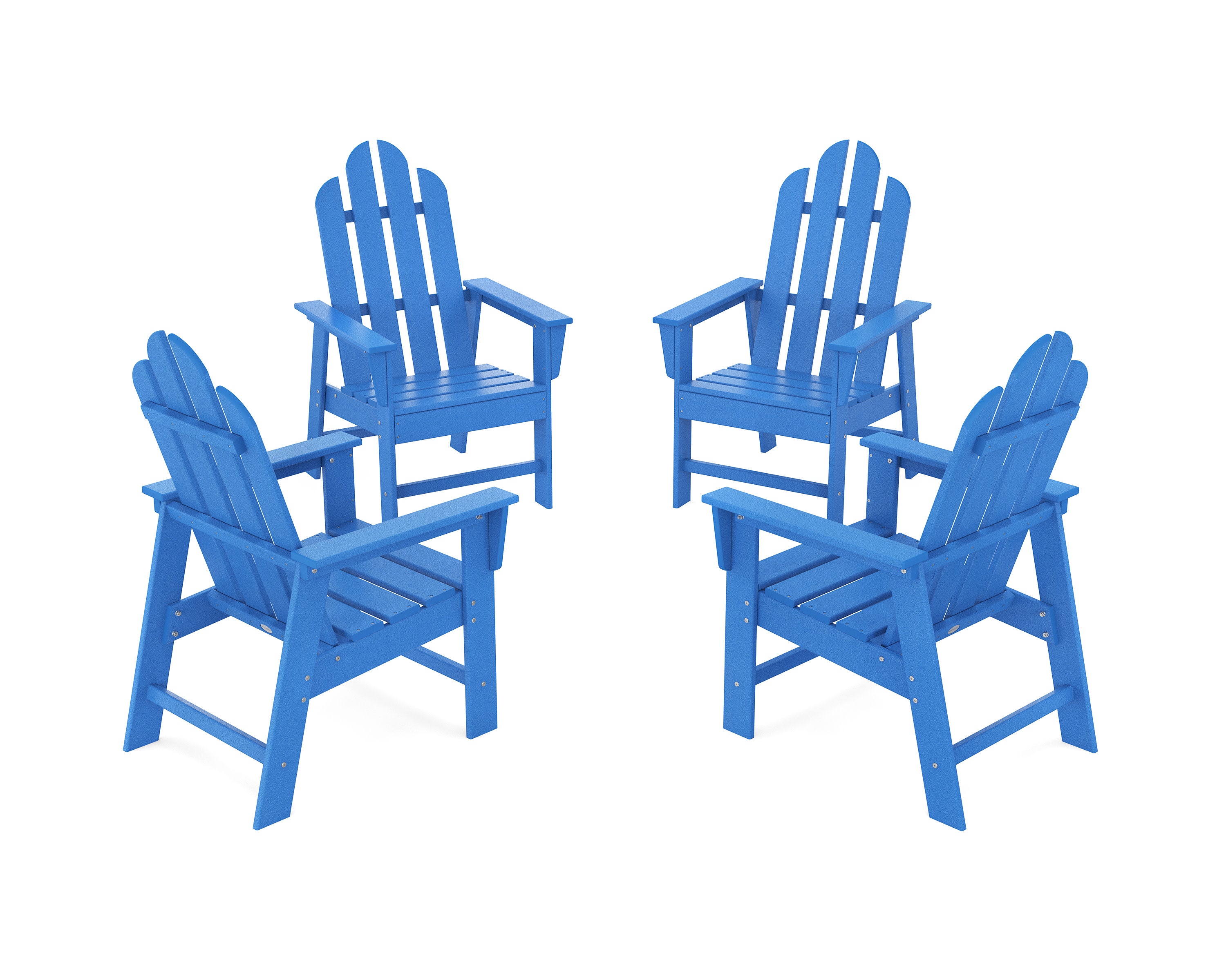 Long Island 4-Piece Upright Adirondack Conversation Set in Pacific Blue