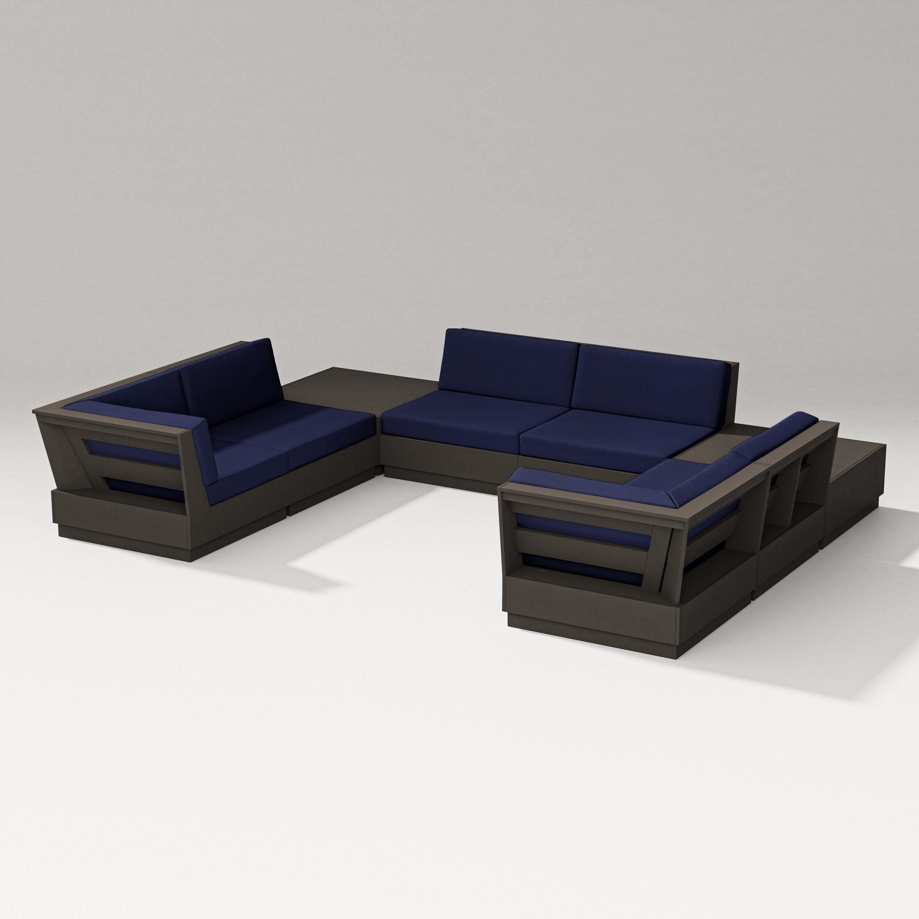 Elevate 8-Piece U-Shaped Sectional in Vintage Coffee / Navy