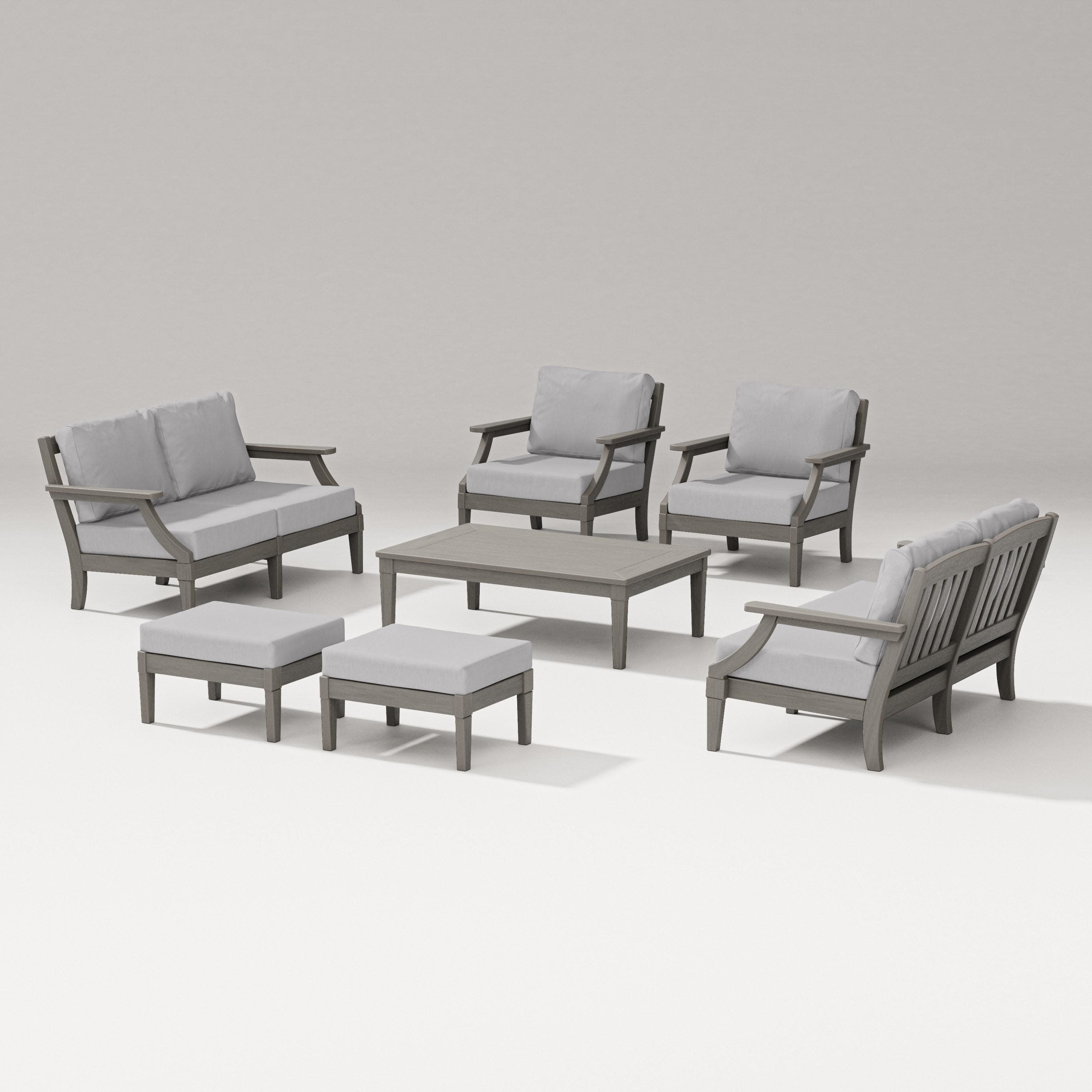 Estate 7-Piece Lounge Loveseat Set in Driftwood / Granite