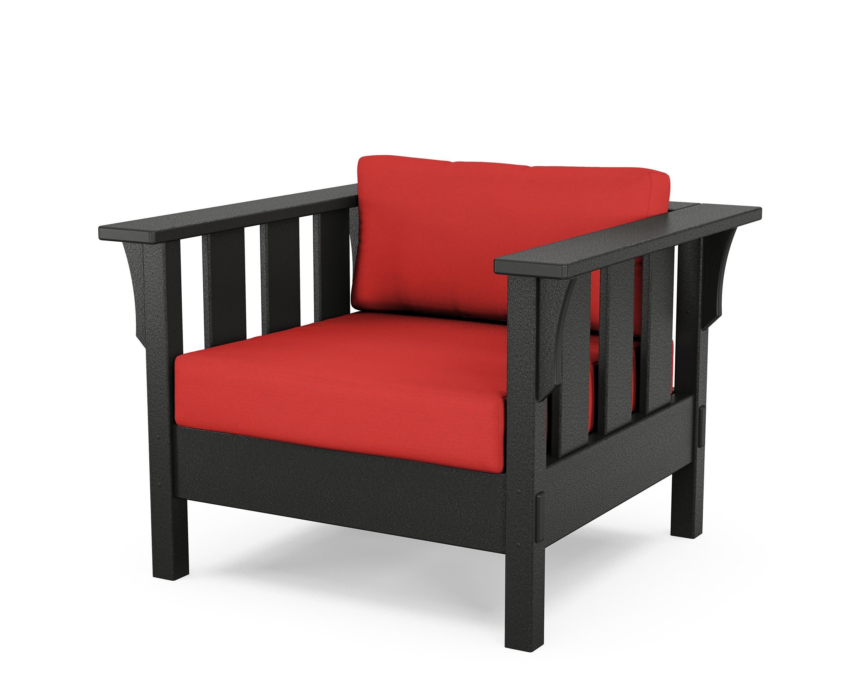 Acadia Deep Seating Chair in Black / Crimson Linen