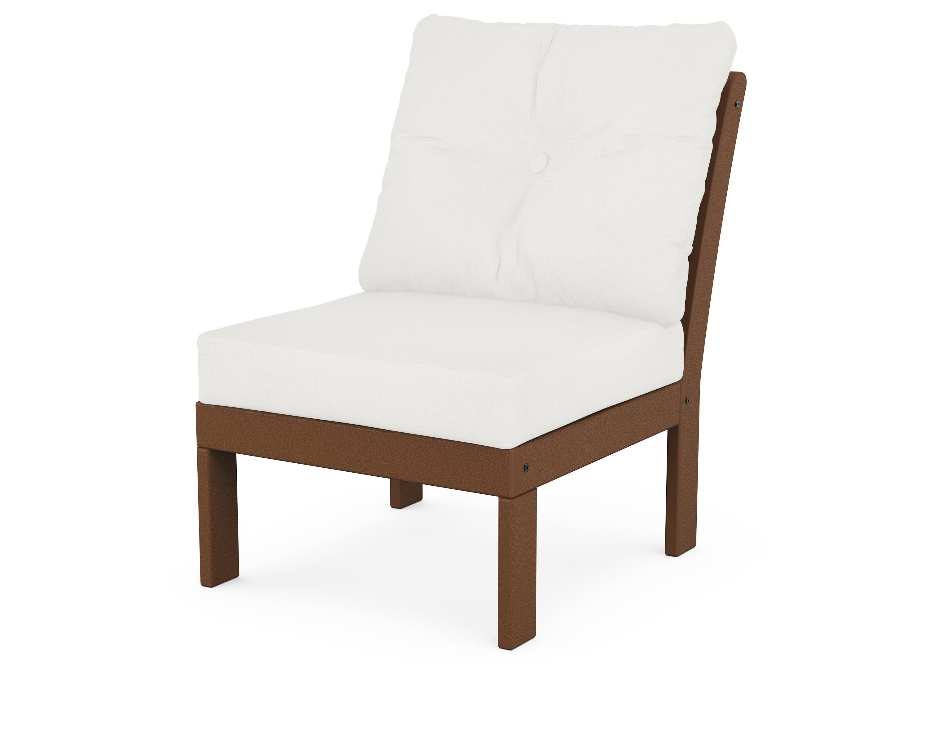 Vineyard Modular Armless Chair in Teak / Natural Linen