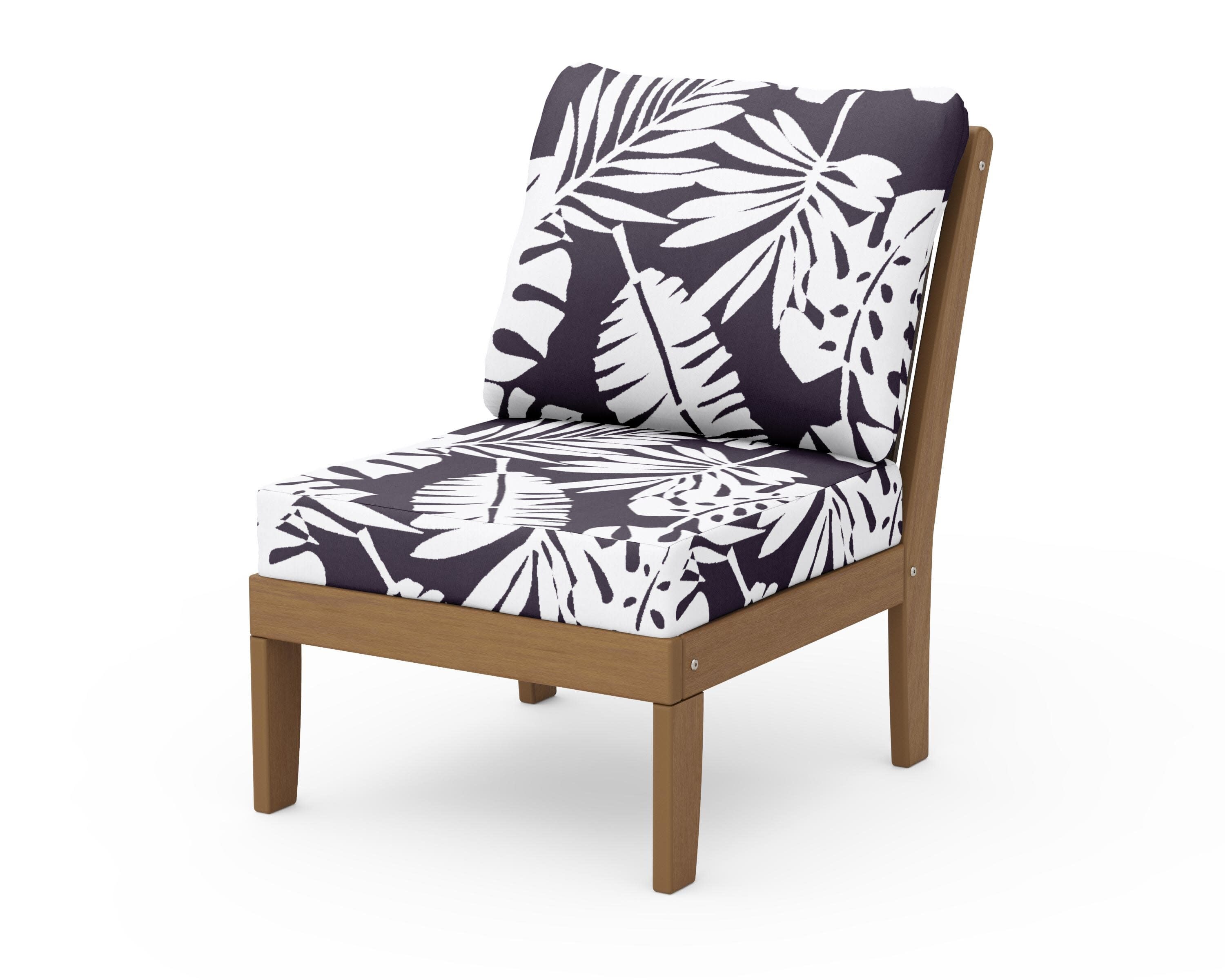 Braxton Modular Armless Chair in Natural / Leaf Navy