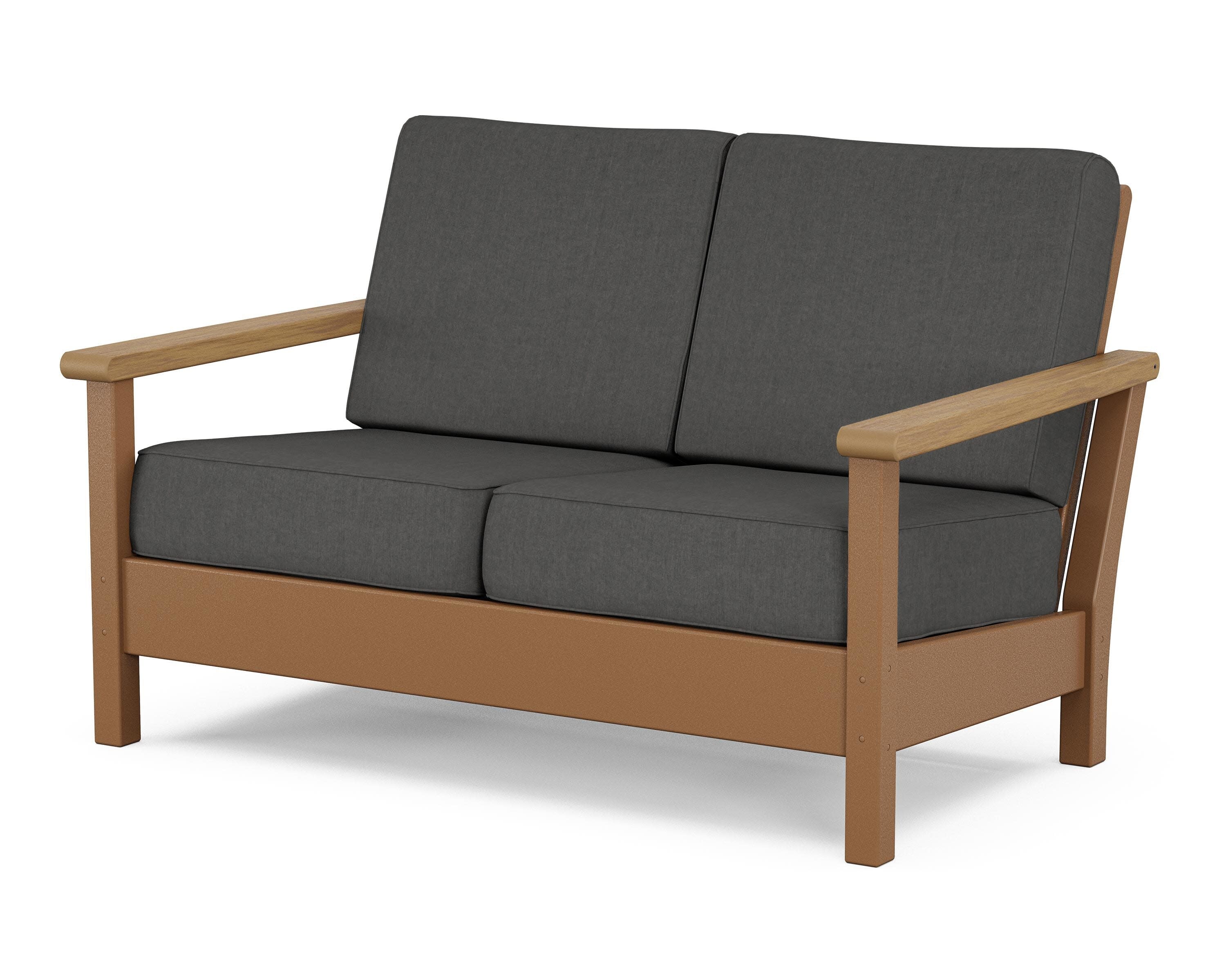 Harbour Deep Seating Loveseat in Teak / Natural / Spectrum Carbon