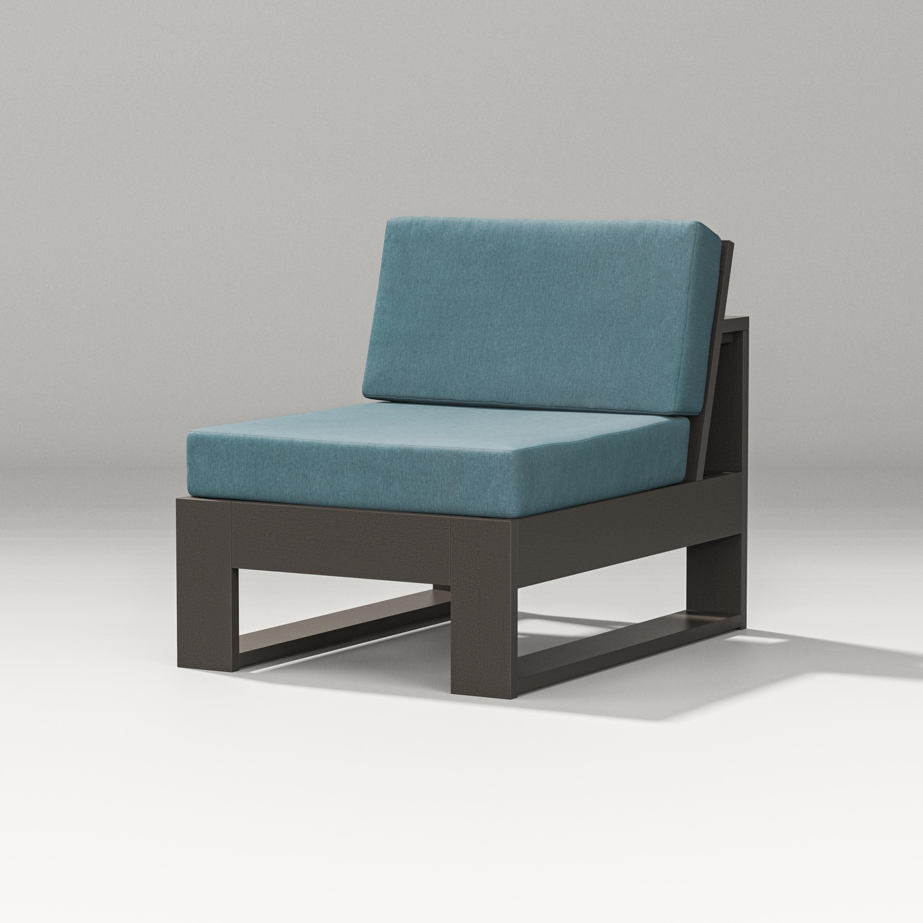 Latitude Modular Armless Chair in Vintage Coffee / Ocean Teal