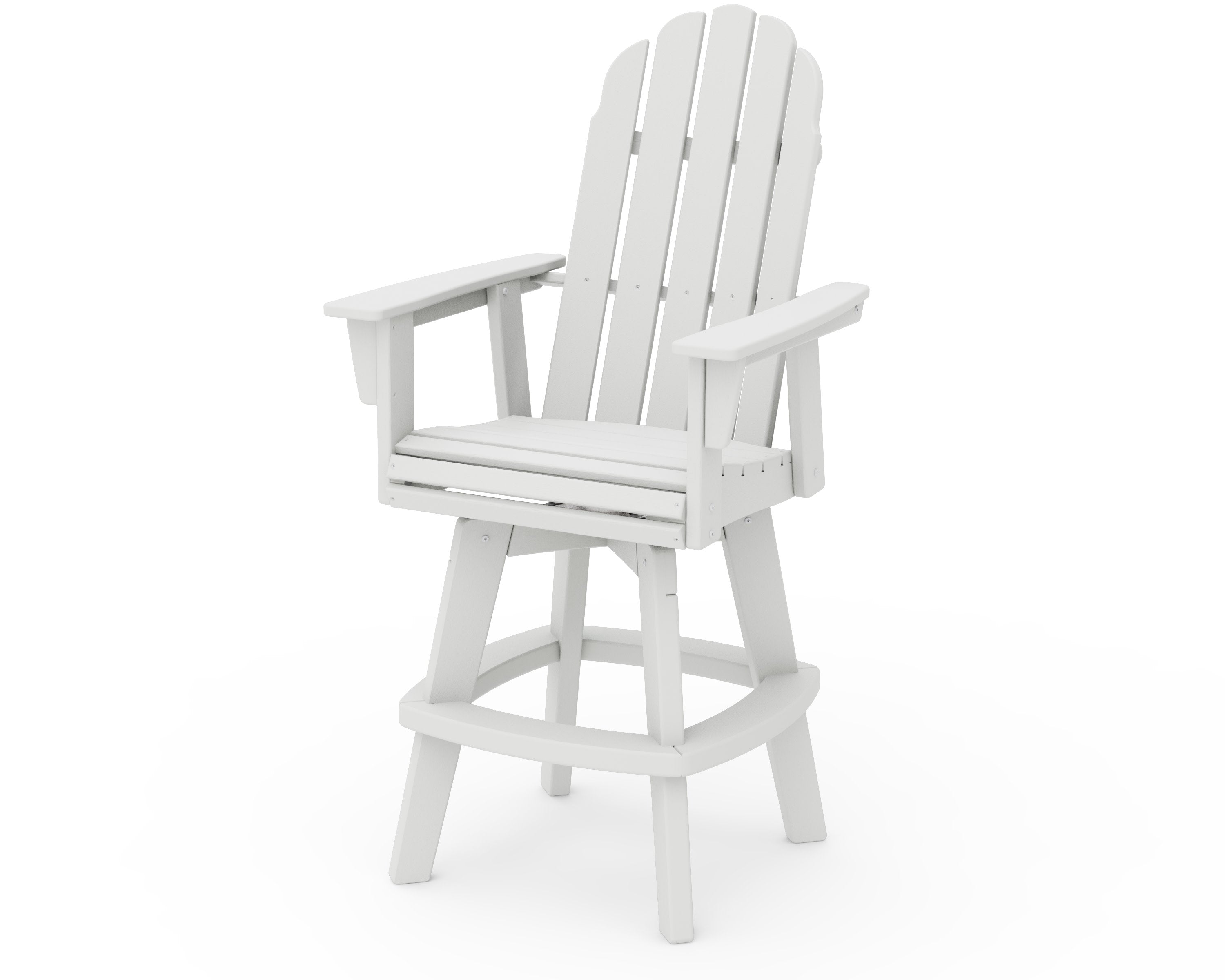 Vineyard Curveback Adirondack Swivel Bar Chair in Vintage White