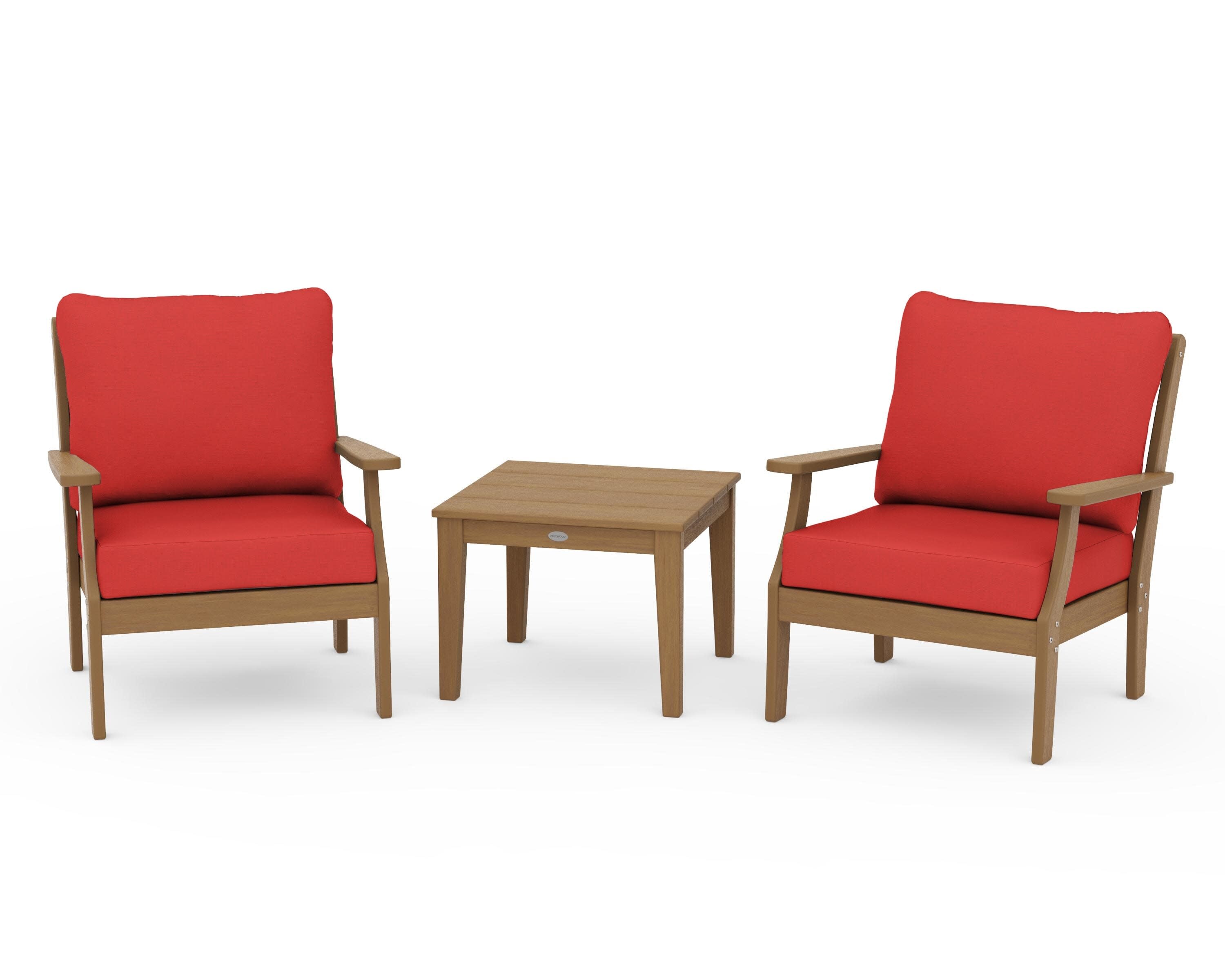 Braxton 3-Piece Deep Seating Set in Natural / Crimson Linen