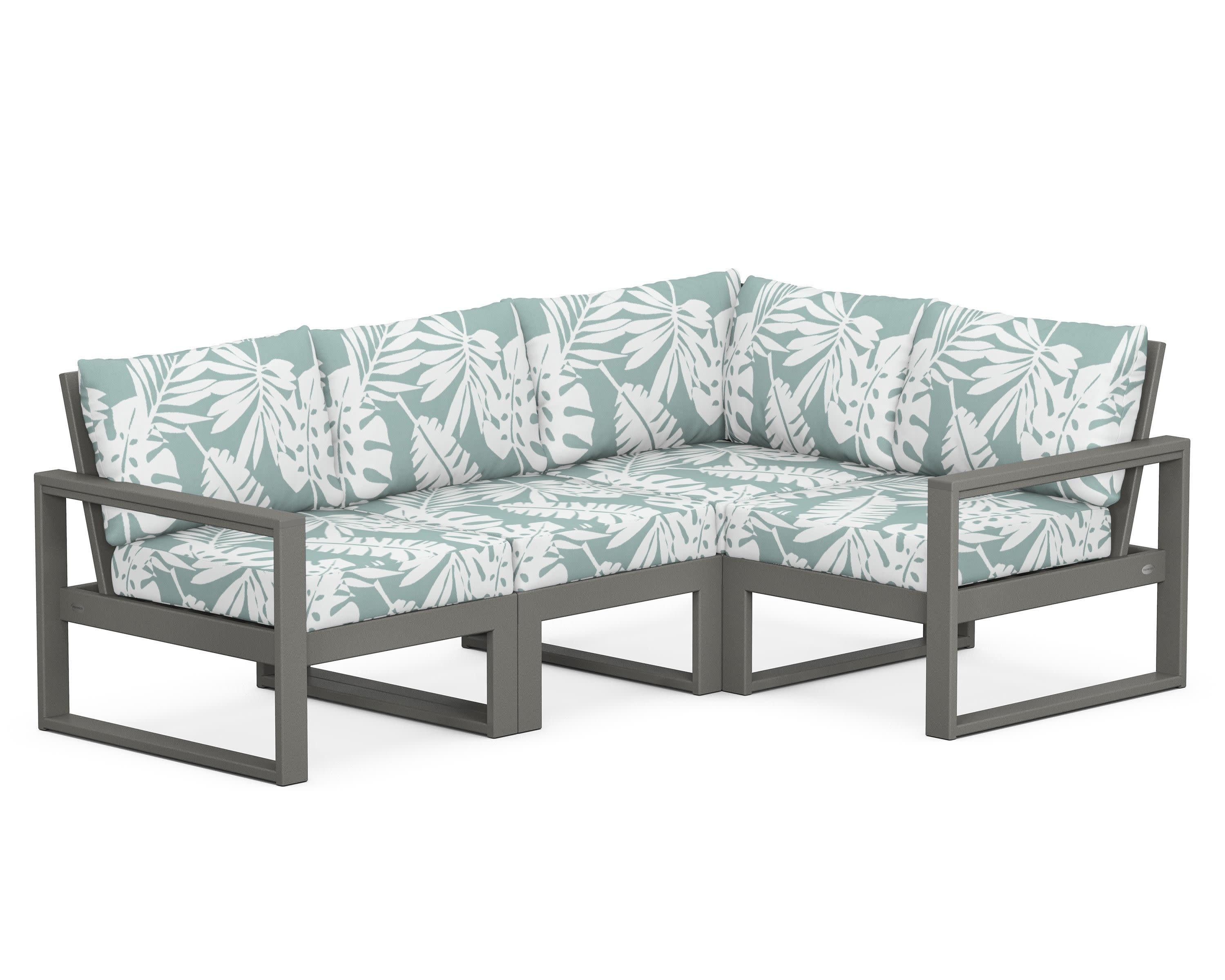 EDGE 4-Piece Modular Deep Seating Set in Slate Grey / Leaf Glacier Spa