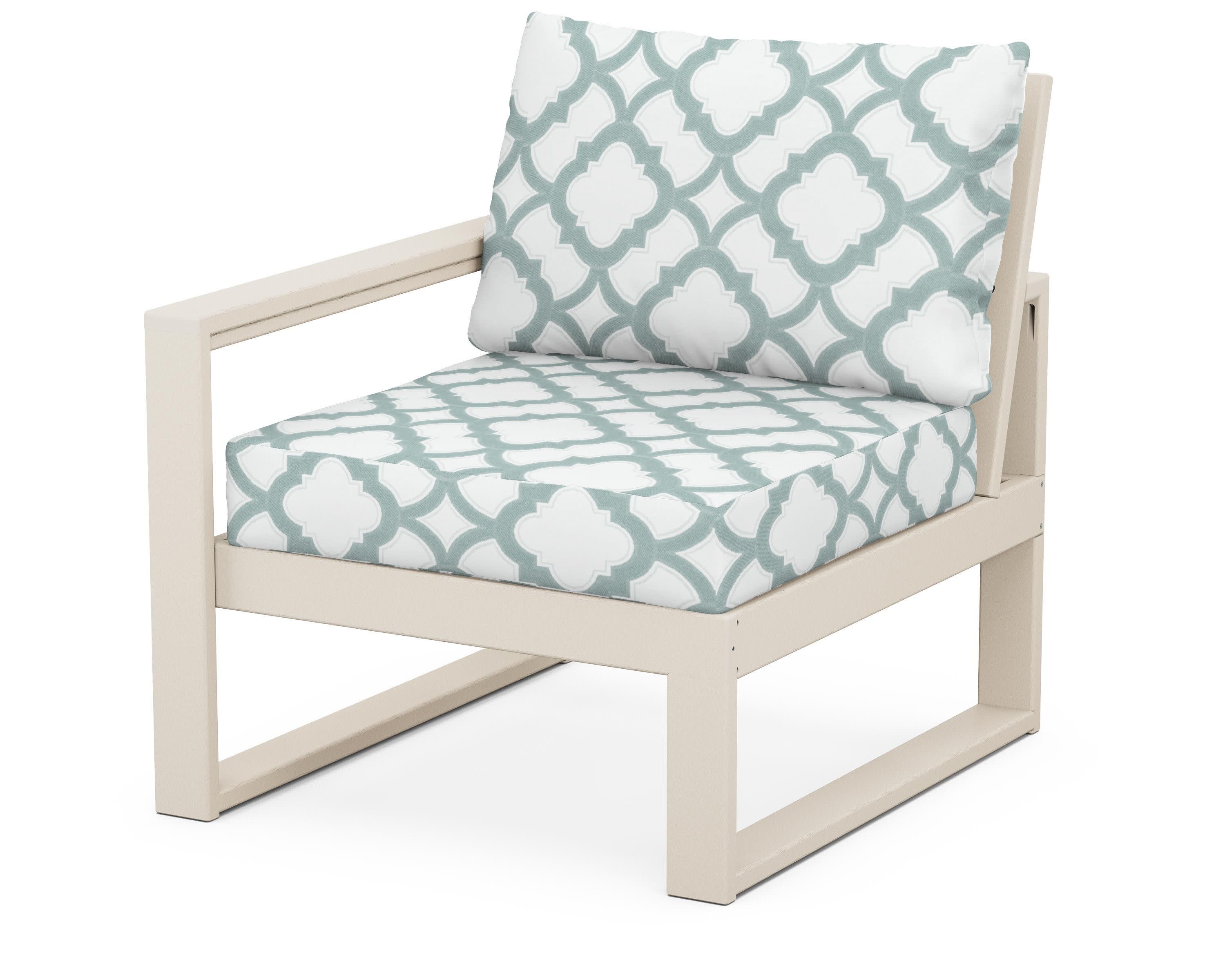 EDGE Modular Left Arm Chair in Sand / Trellis Glacier Spa