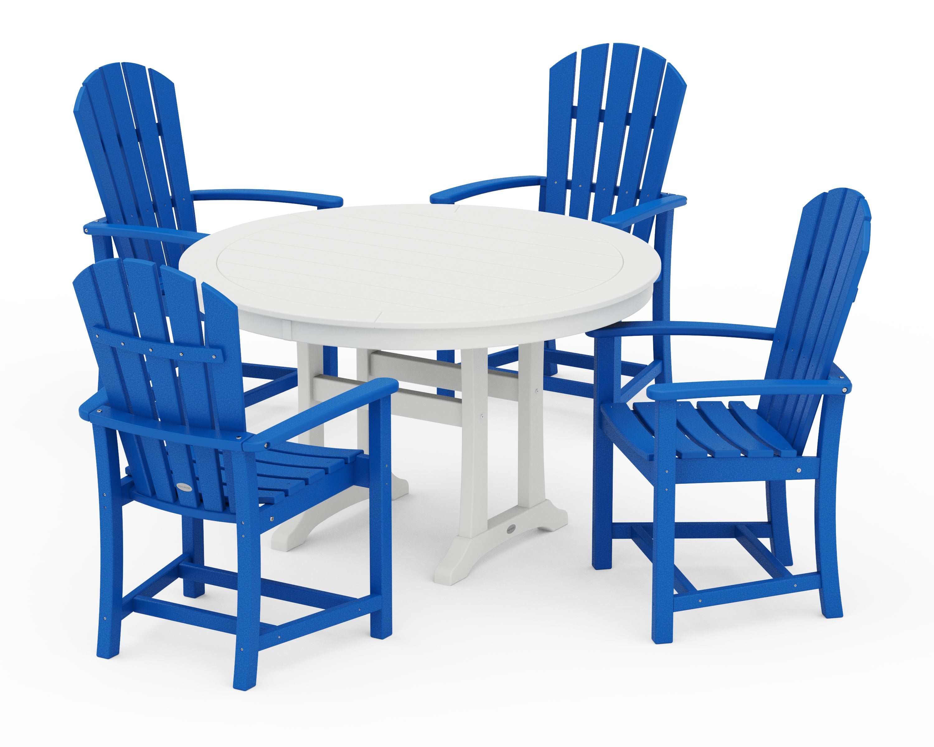 Palm Coast 5-Piece Round Dining Set in Pacific Blue / White