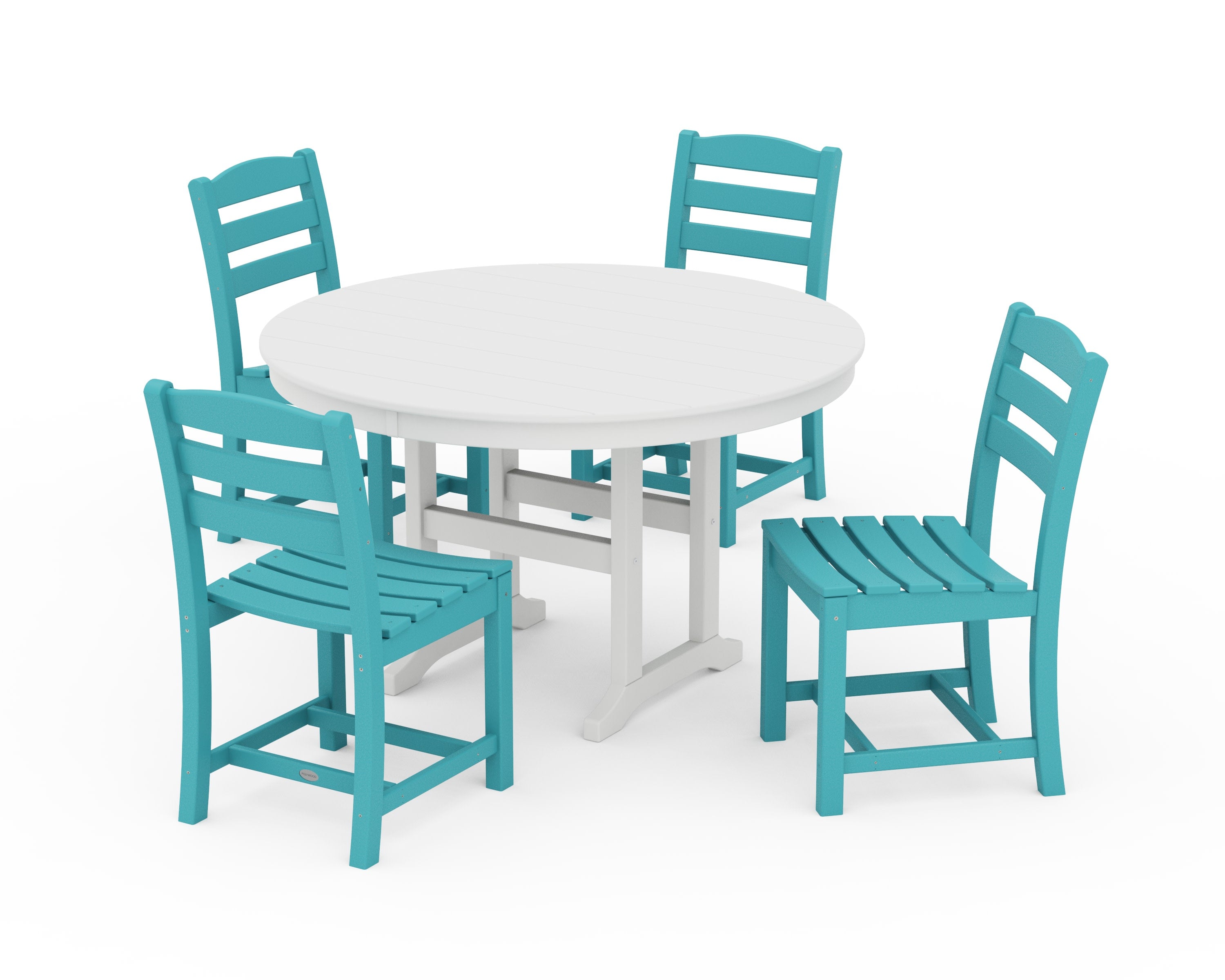 La Casa Caf Side Chair 5-Piece Round Farmhouse Dining Set in Aruba / White