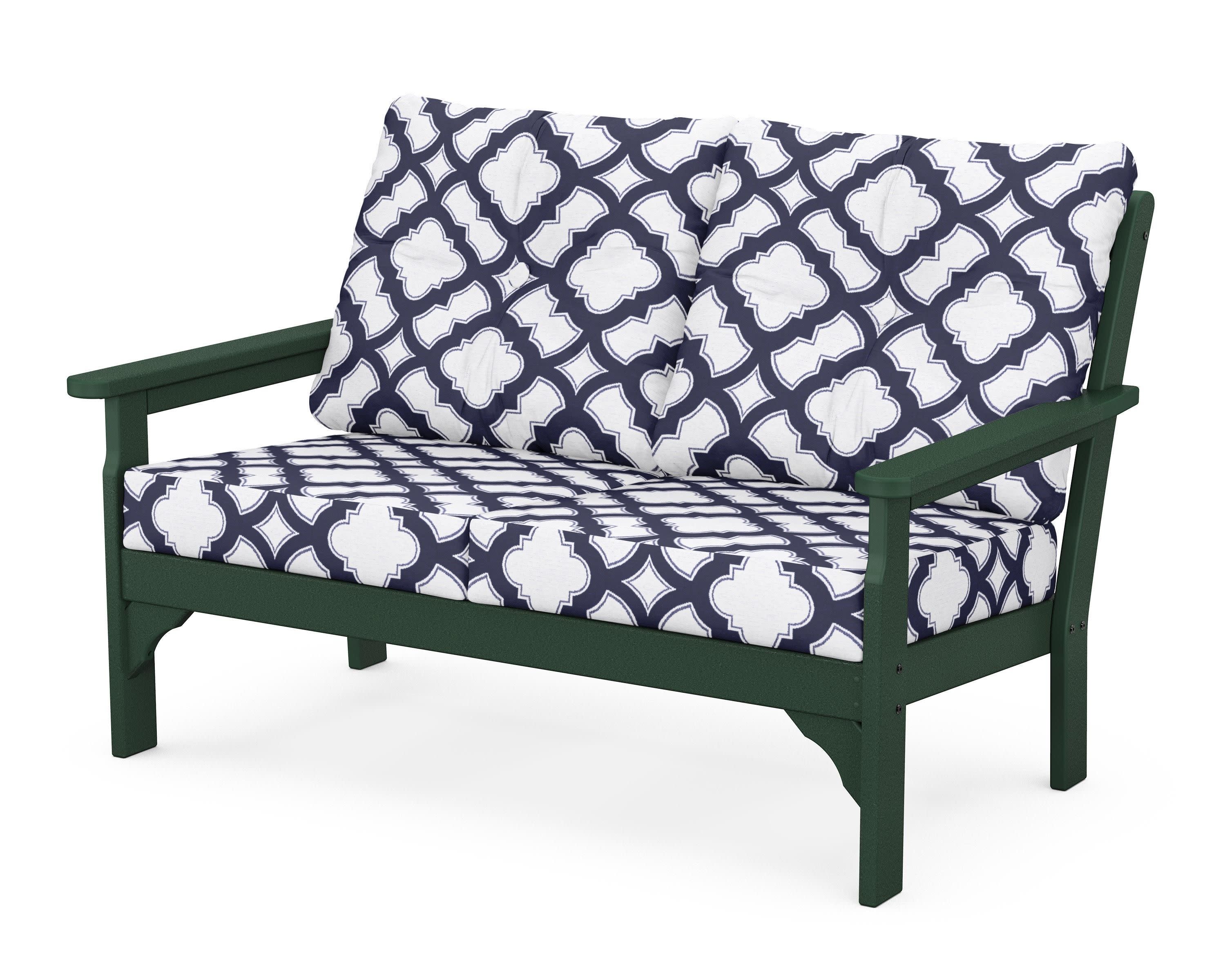 Vineyard Deep Seating Loveseat in Green / Trellis Navy