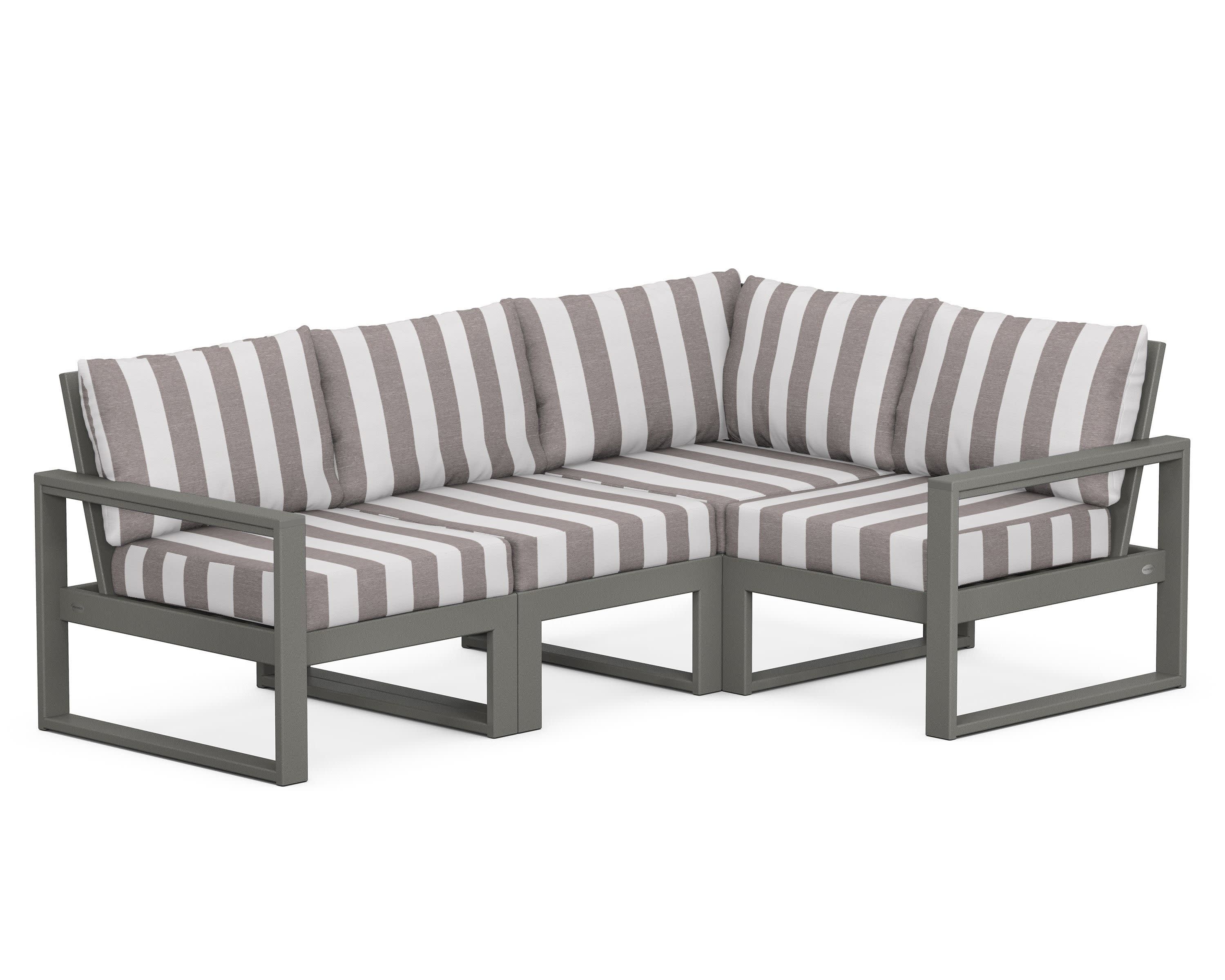 EDGE 4-Piece Modular Deep Seating Set in Slate Grey / Cabana Stripe Grey Mist