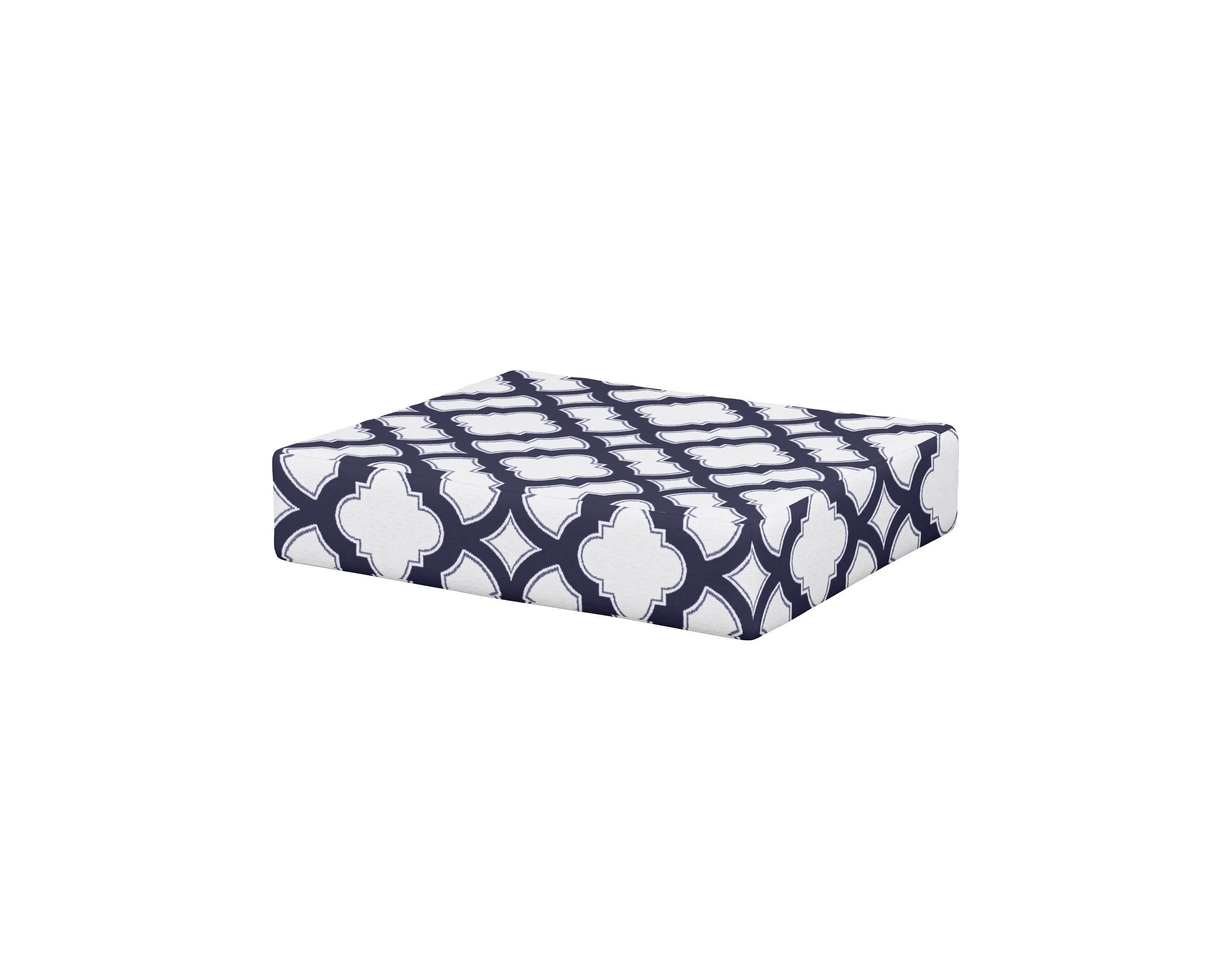Acadia Ottoman Cushion in Trellis Navy