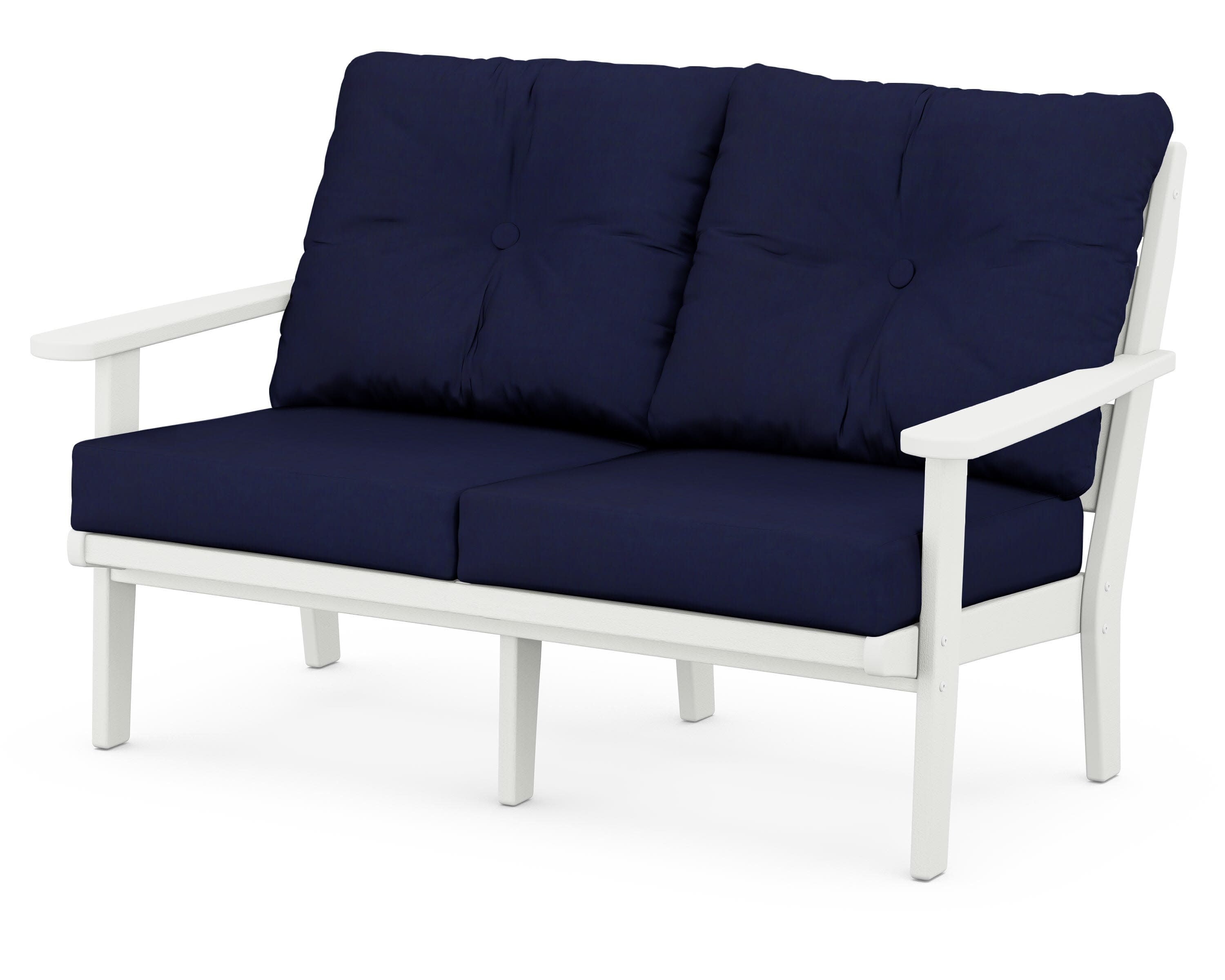 Lakeside Deep Seating Loveseat in Vintage White / Navy