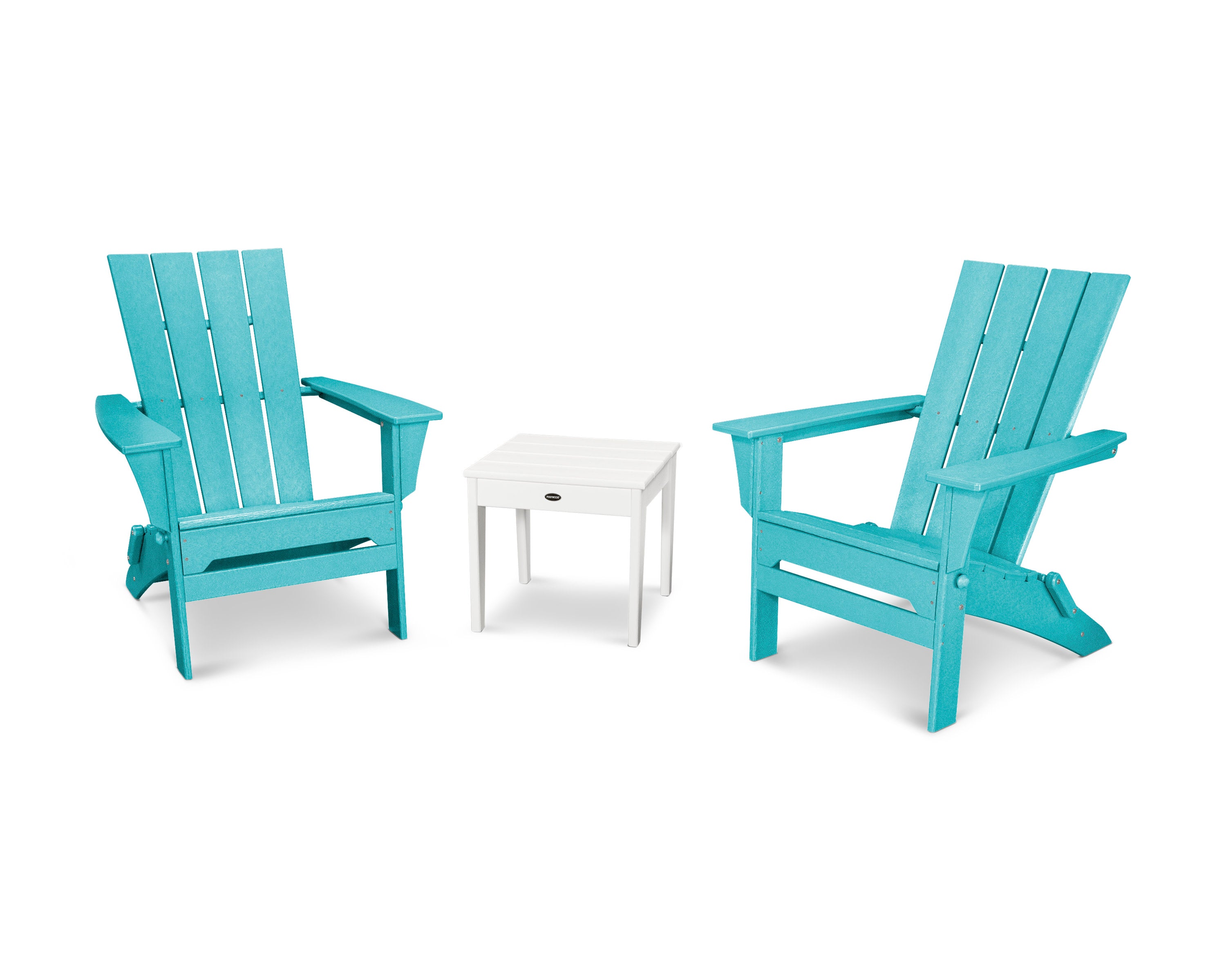 Quattro Folding Chair 3-Piece Adirondack Set in Aruba / White