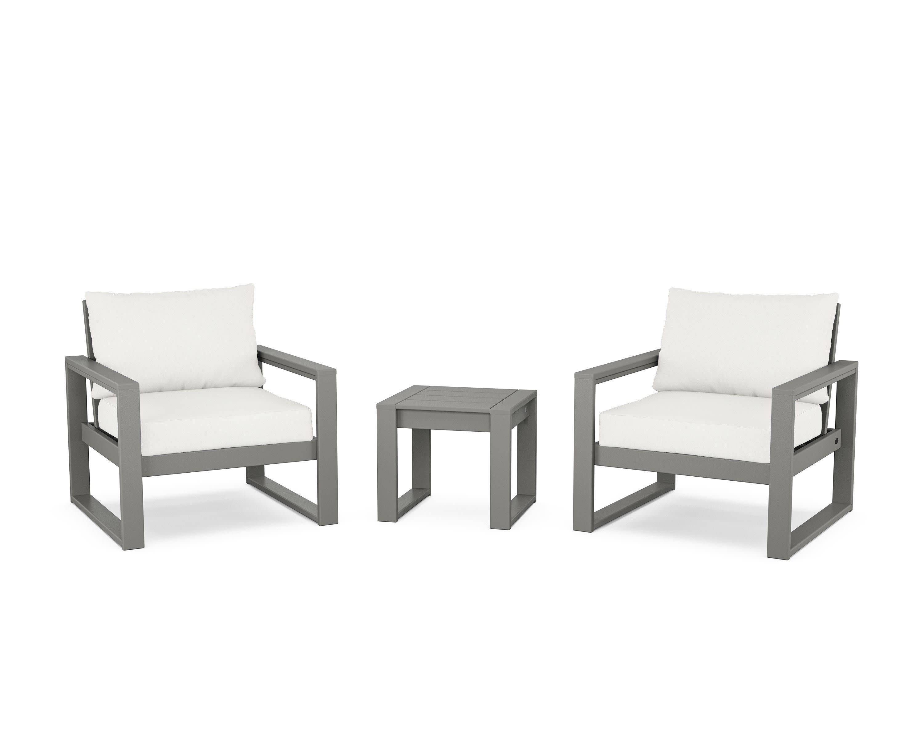 EDGE Sectional 3-Piece Deep Seating Set in Slate Grey / Natural Linen