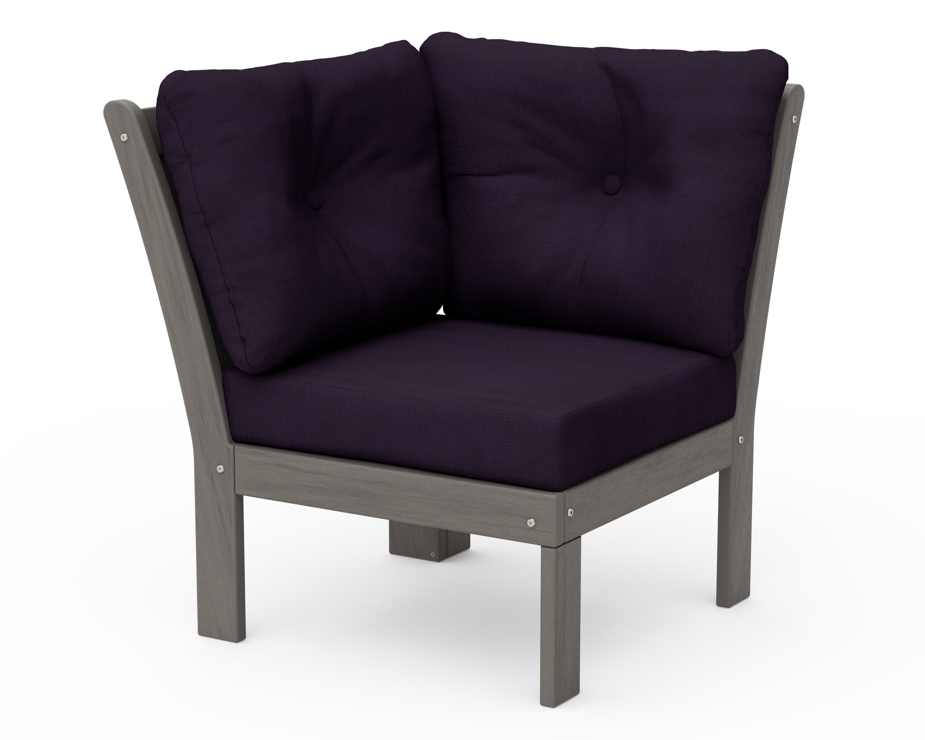 Vineyard Modular Corner Chair in Driftwood / Navy Linen