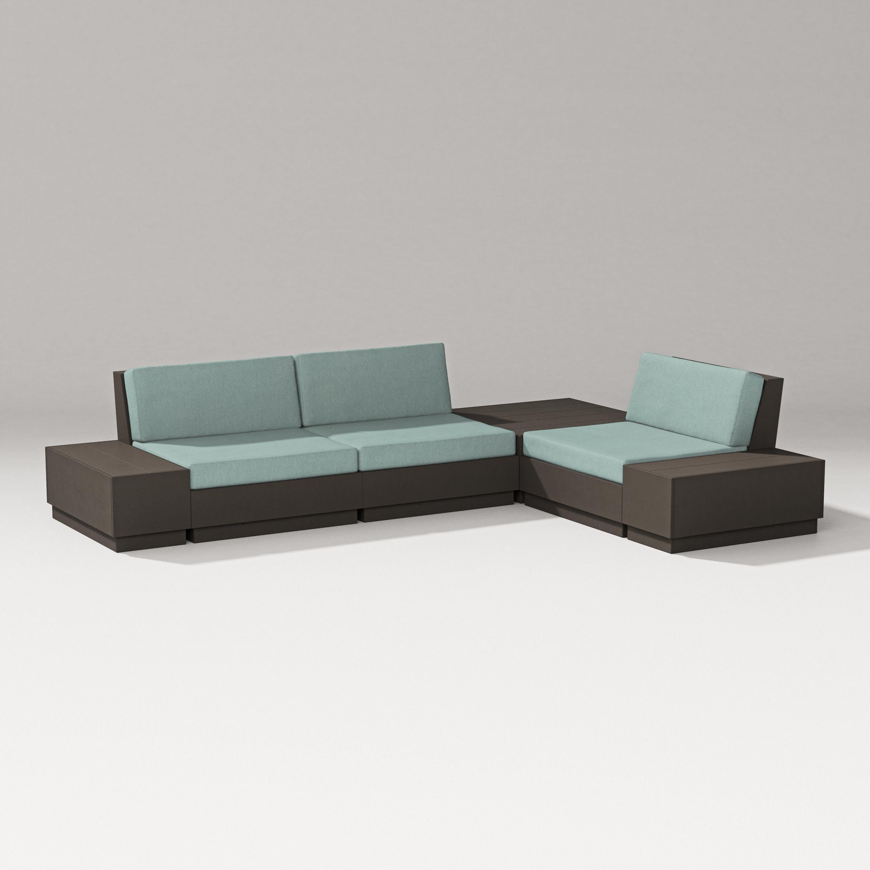 Elevate 6-Piece Corner Sectional in Vintage Coffee / Glacier Spa
