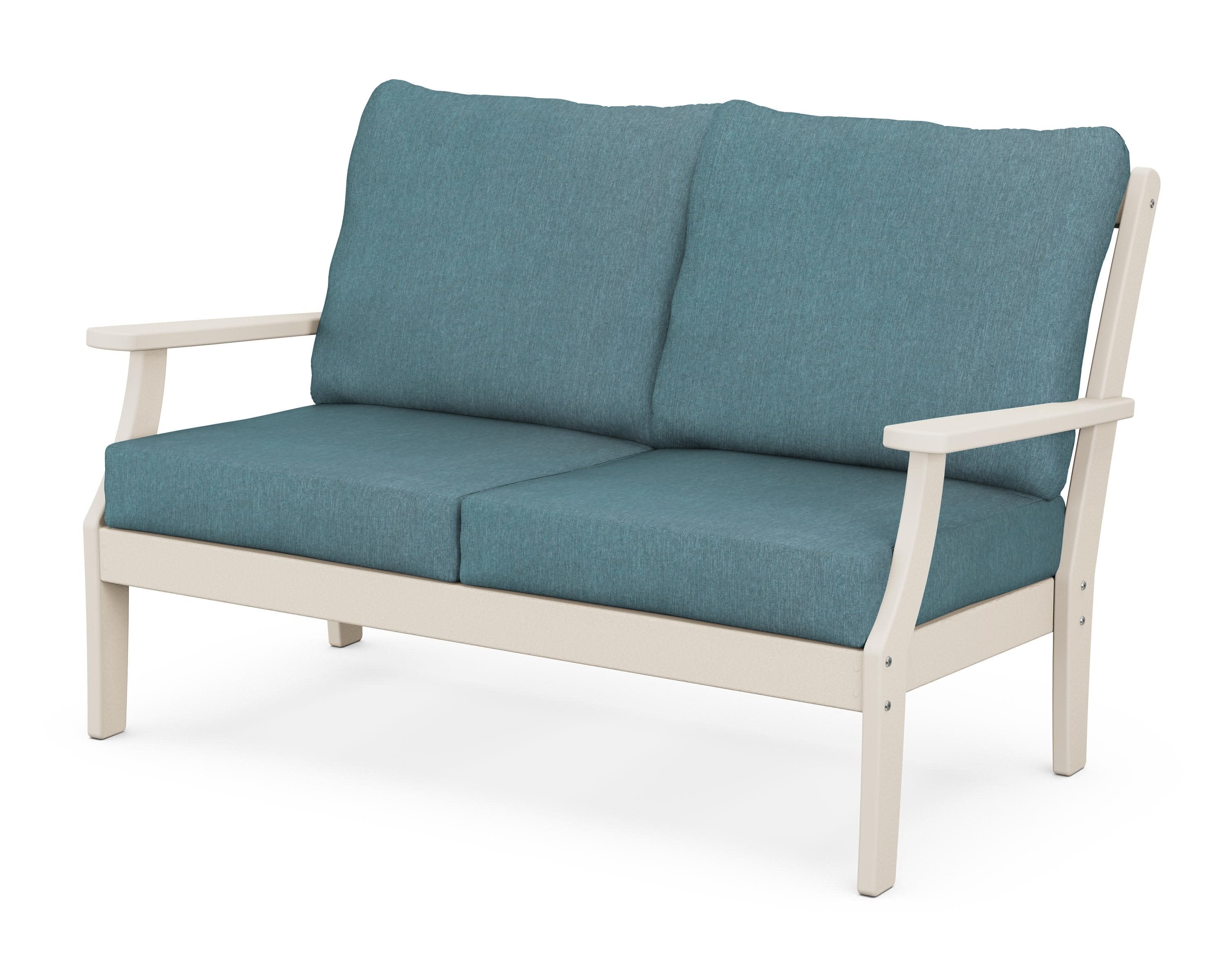Braxton Deep Seating Loveseat in Sand / Ocean Teal
