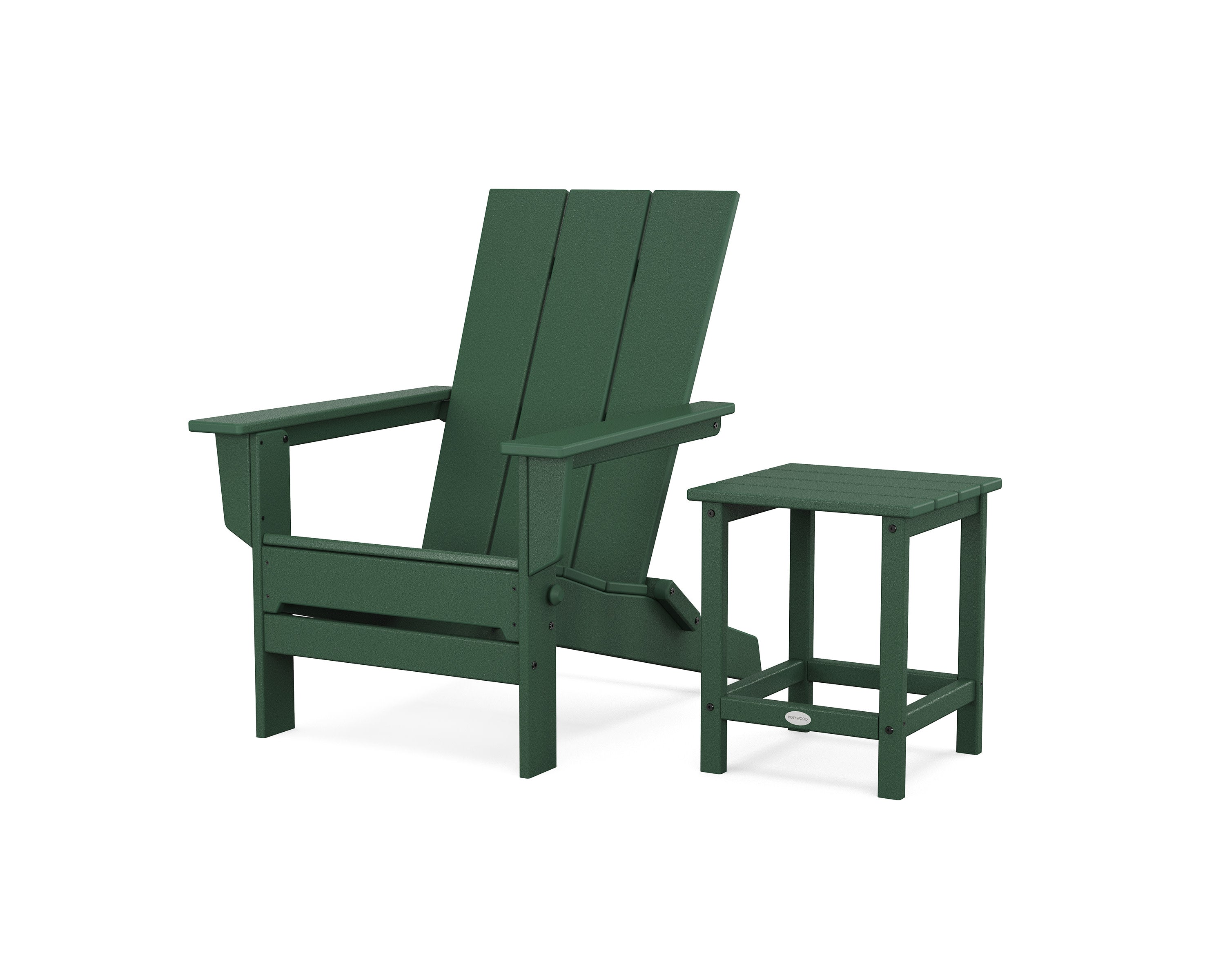 Modern Studio Folding Adirondack Chair with Side Table in Green
