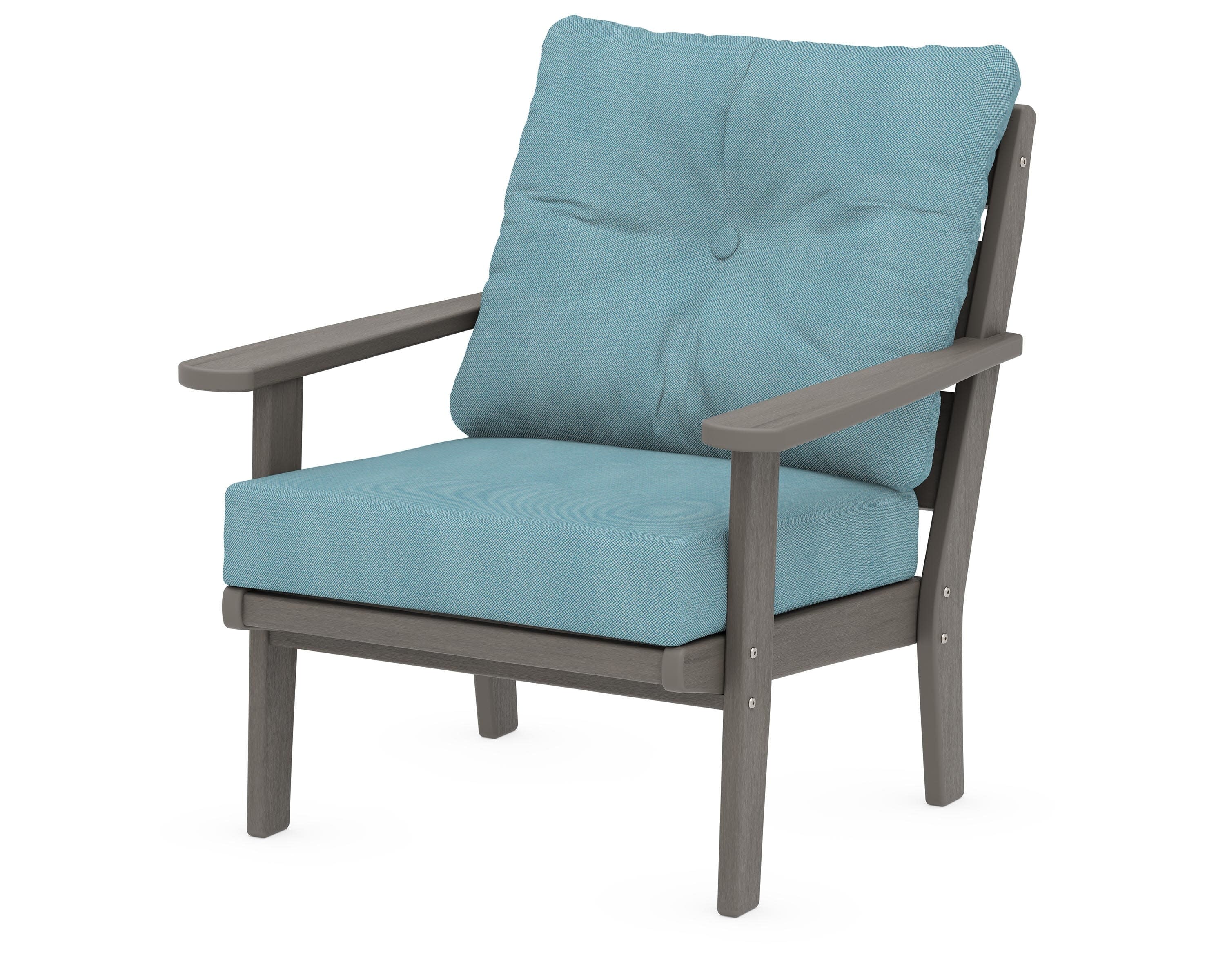 Lakeside Deep Seating Chair in Driftwood / Lattice Sky Blue