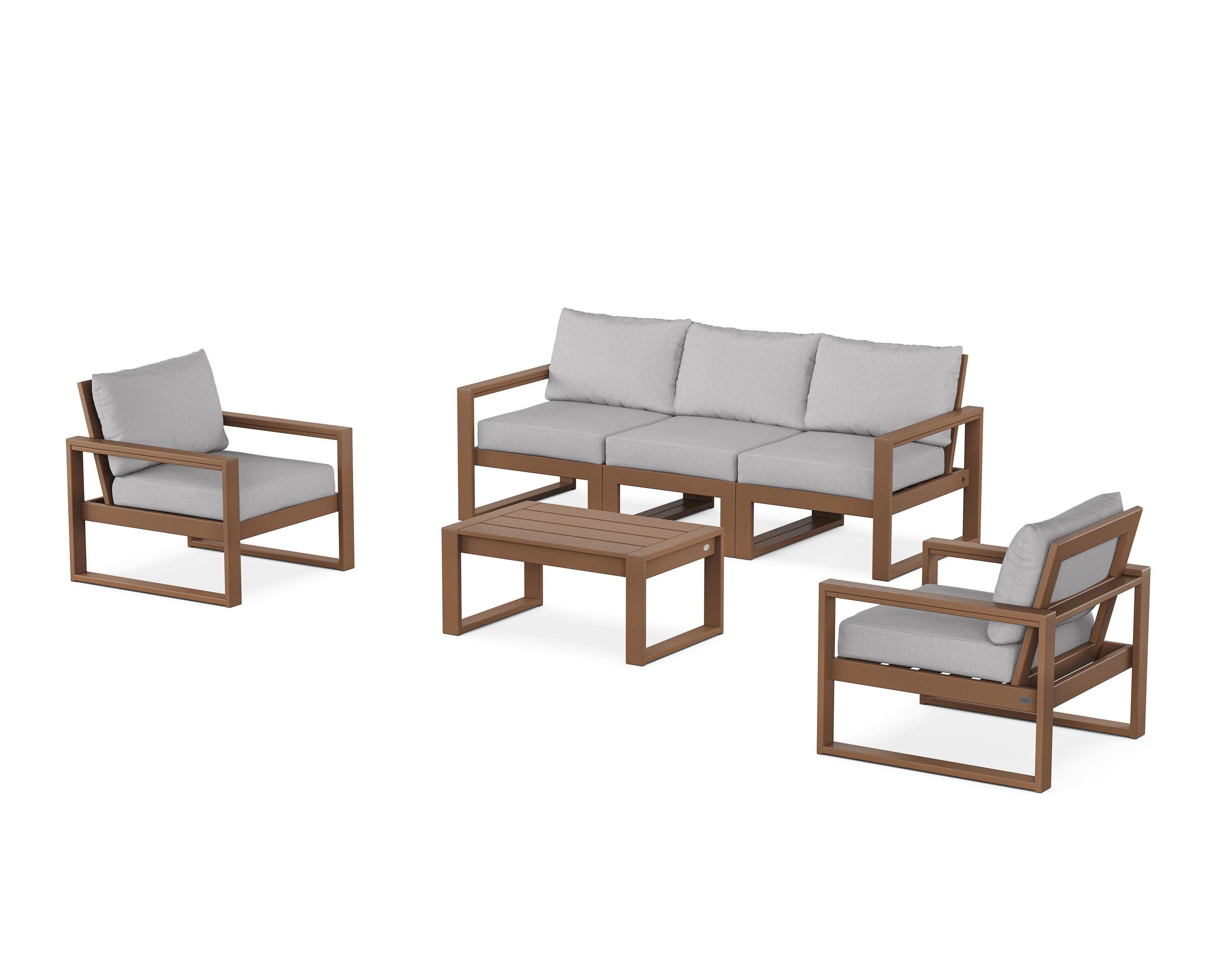 EDGE Sectional 4-Piece Deep Seating Set with Sofa in Teak / Granite