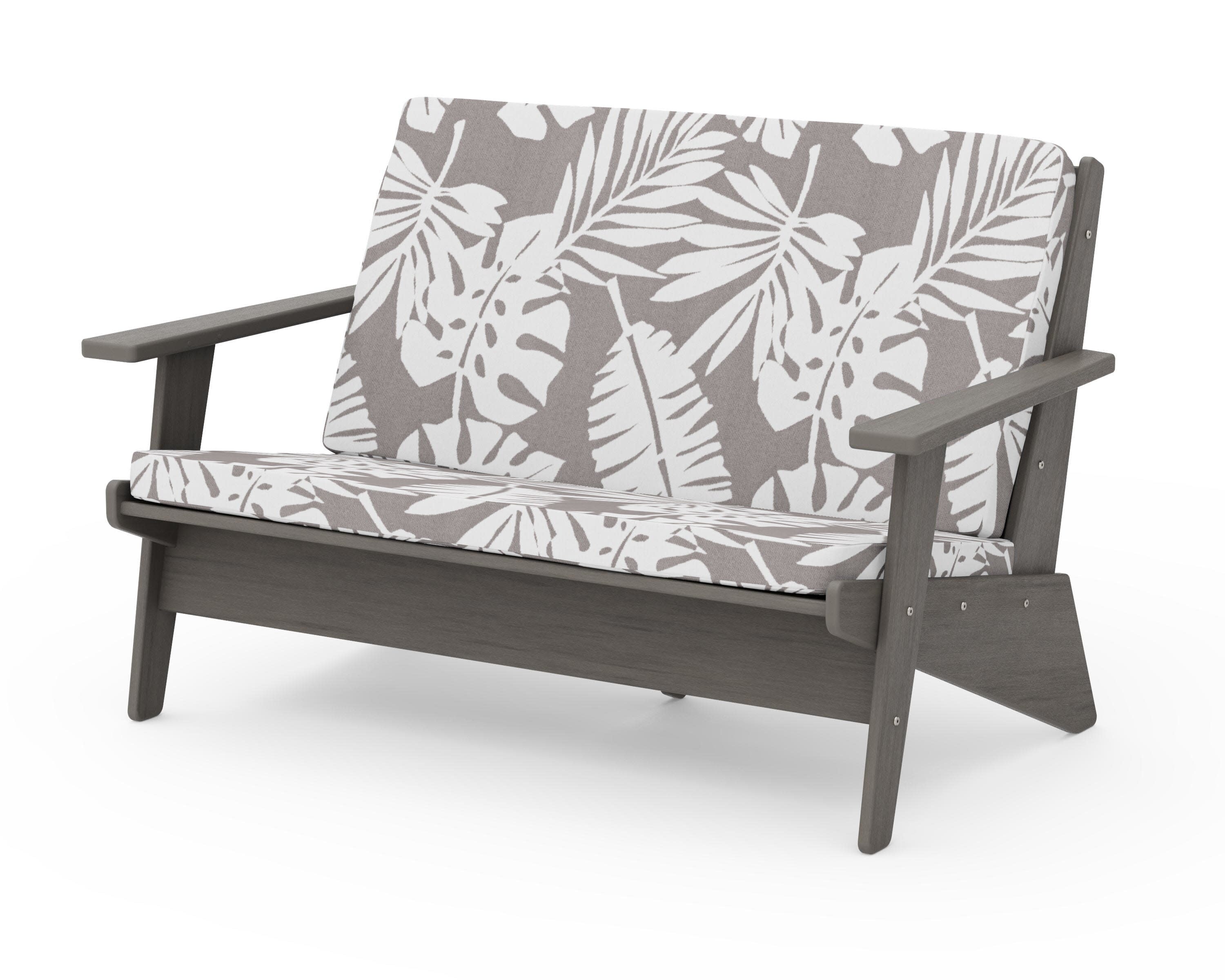 Riviera Modern Lounge Loveseat in Driftwood / Leaf Grey Mist