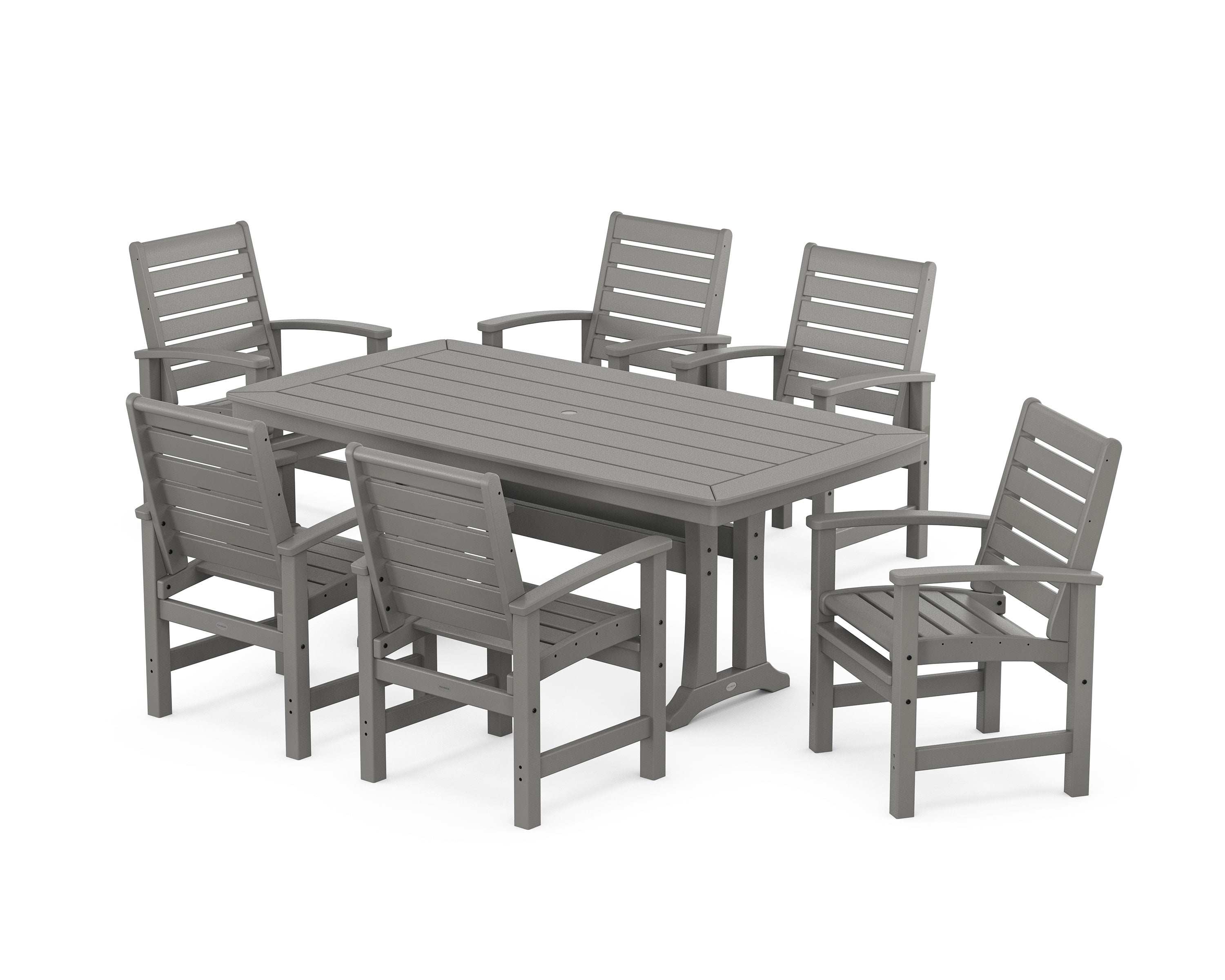 Signature 7-Piece Dining Set with Trestle Legs in Slate Grey