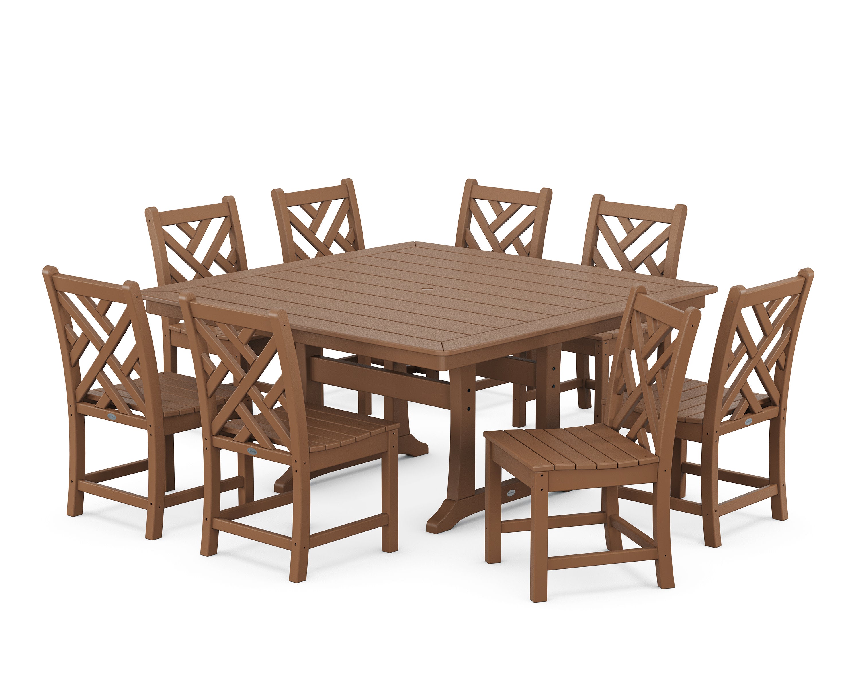 Chippendale 9-Piece Nautical Trestle Dining Set in Teak