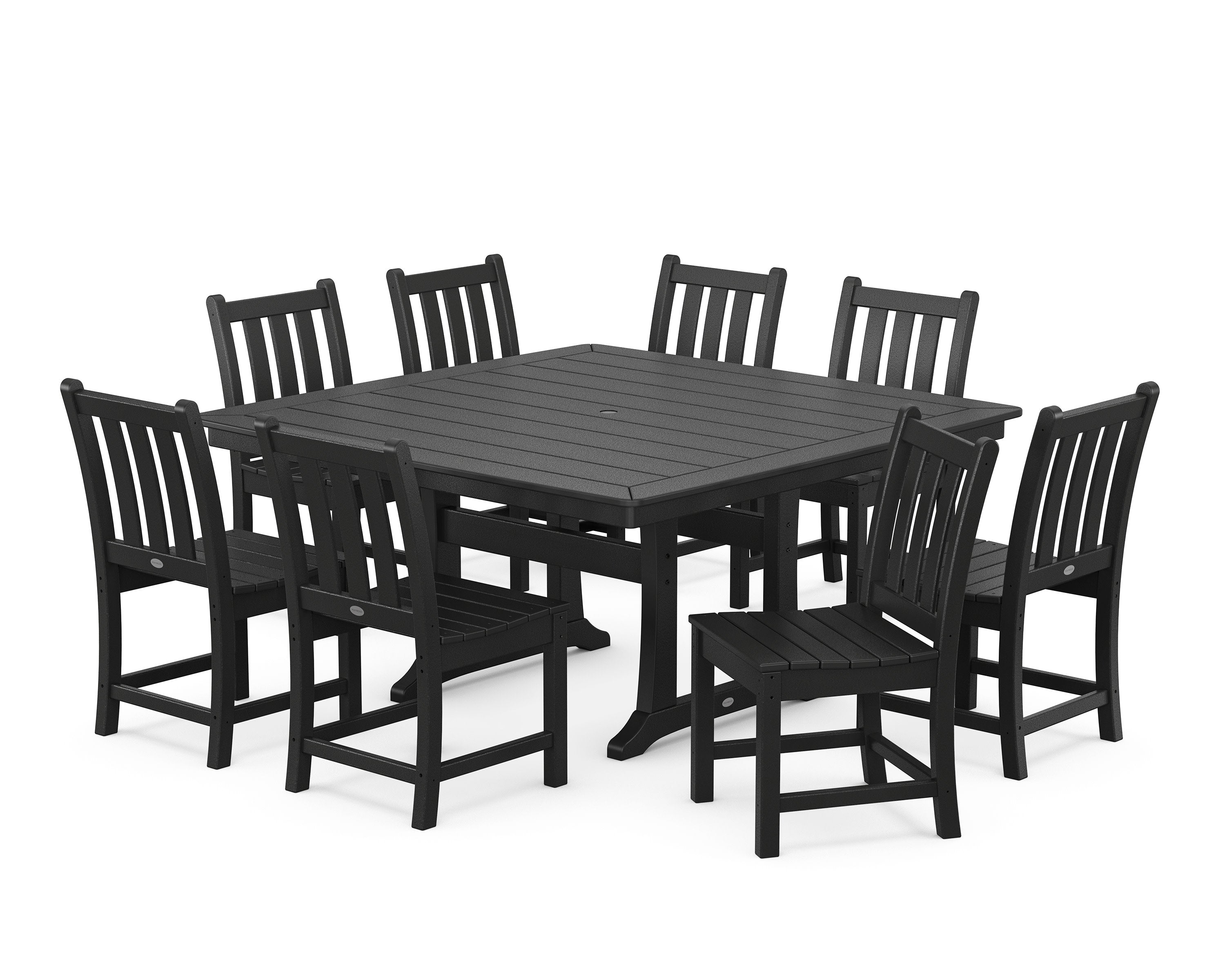 Traditional Garden 9-Piece Nautical Trestle Dining Set in Black