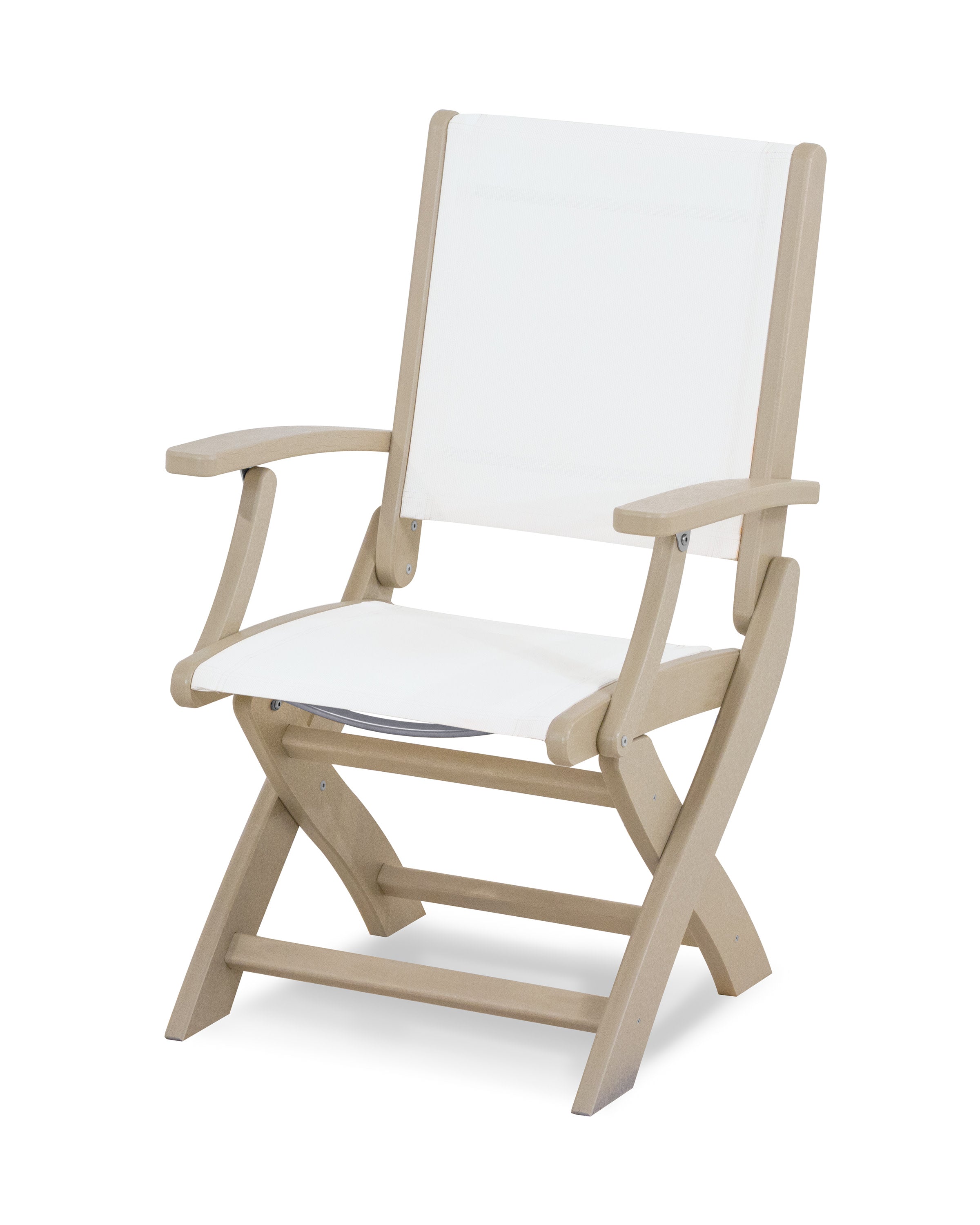 Coastal Folding Chair in Sand / White Sling