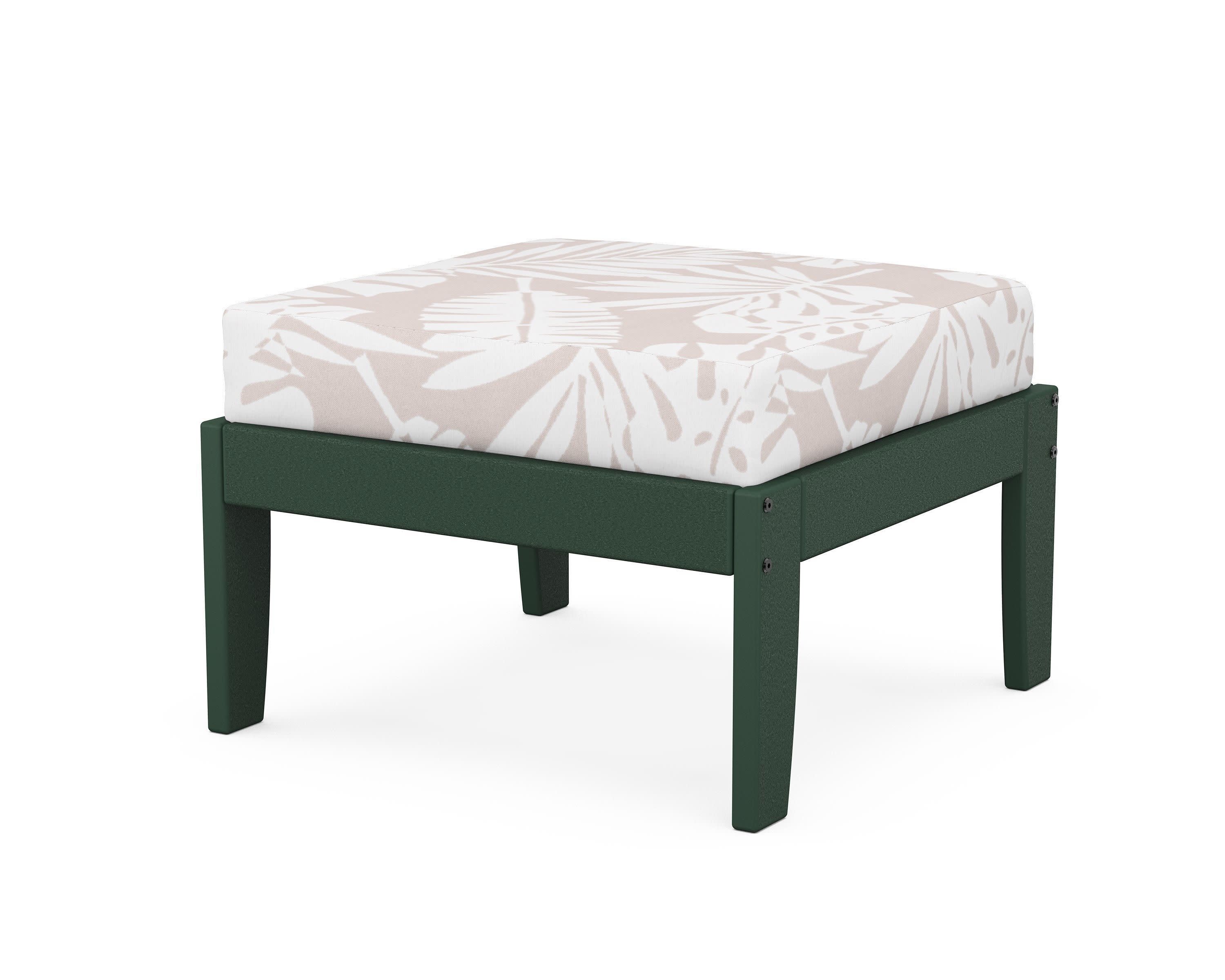 Modular Ottoman - Classic in Green / Leaf Dune Burlap