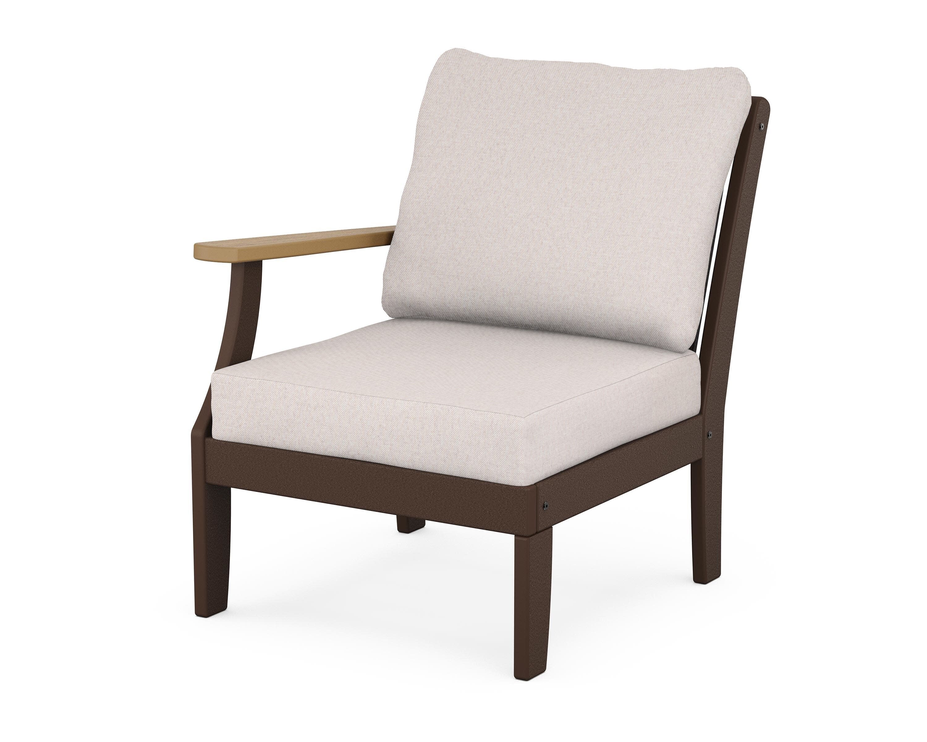 Braxton Modular Left Arm Chair in Mahogany / Natural / Dune Burlap
