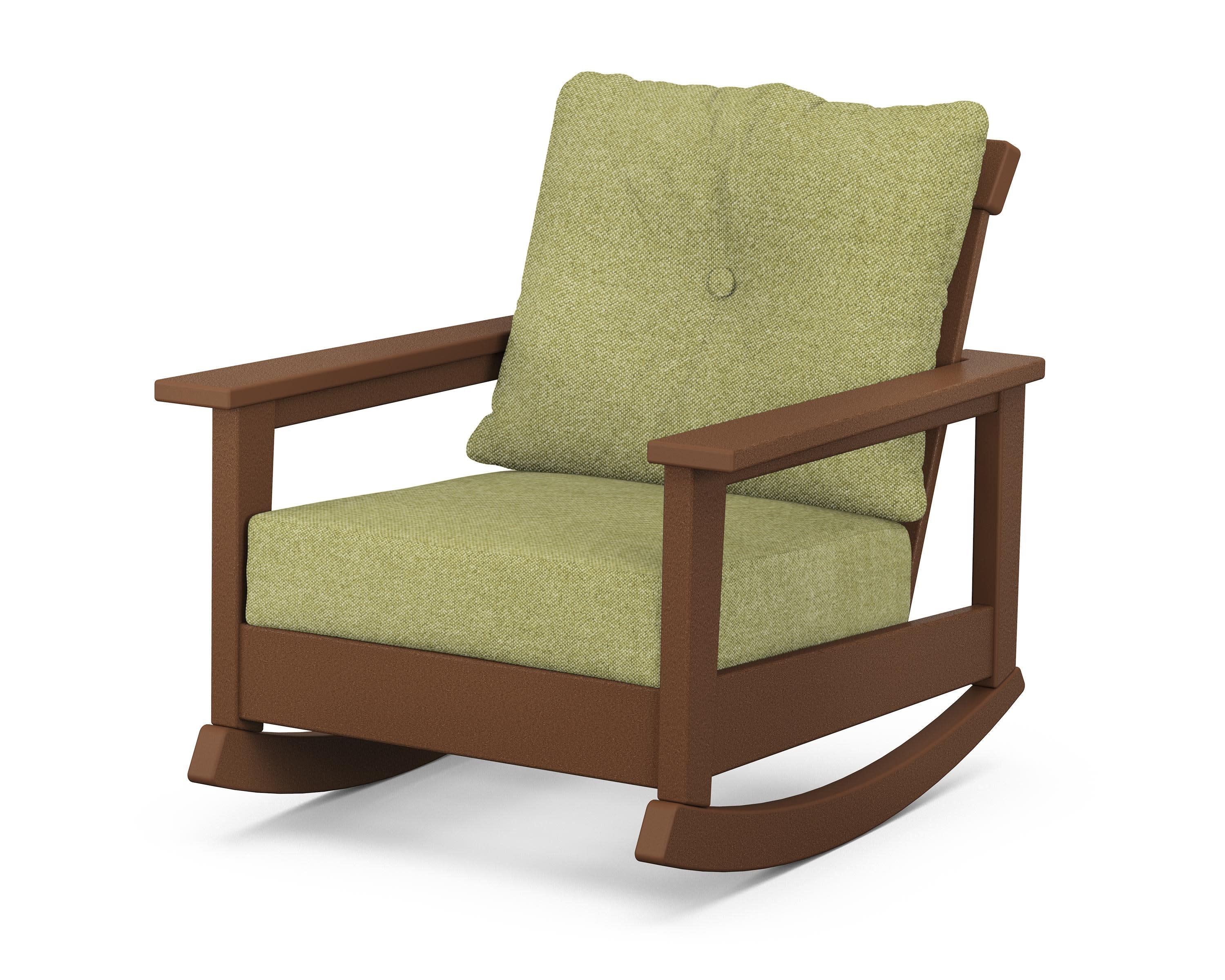 Prescott Deep Seating Rocking Chair in Teak / Chartreuse Boucle