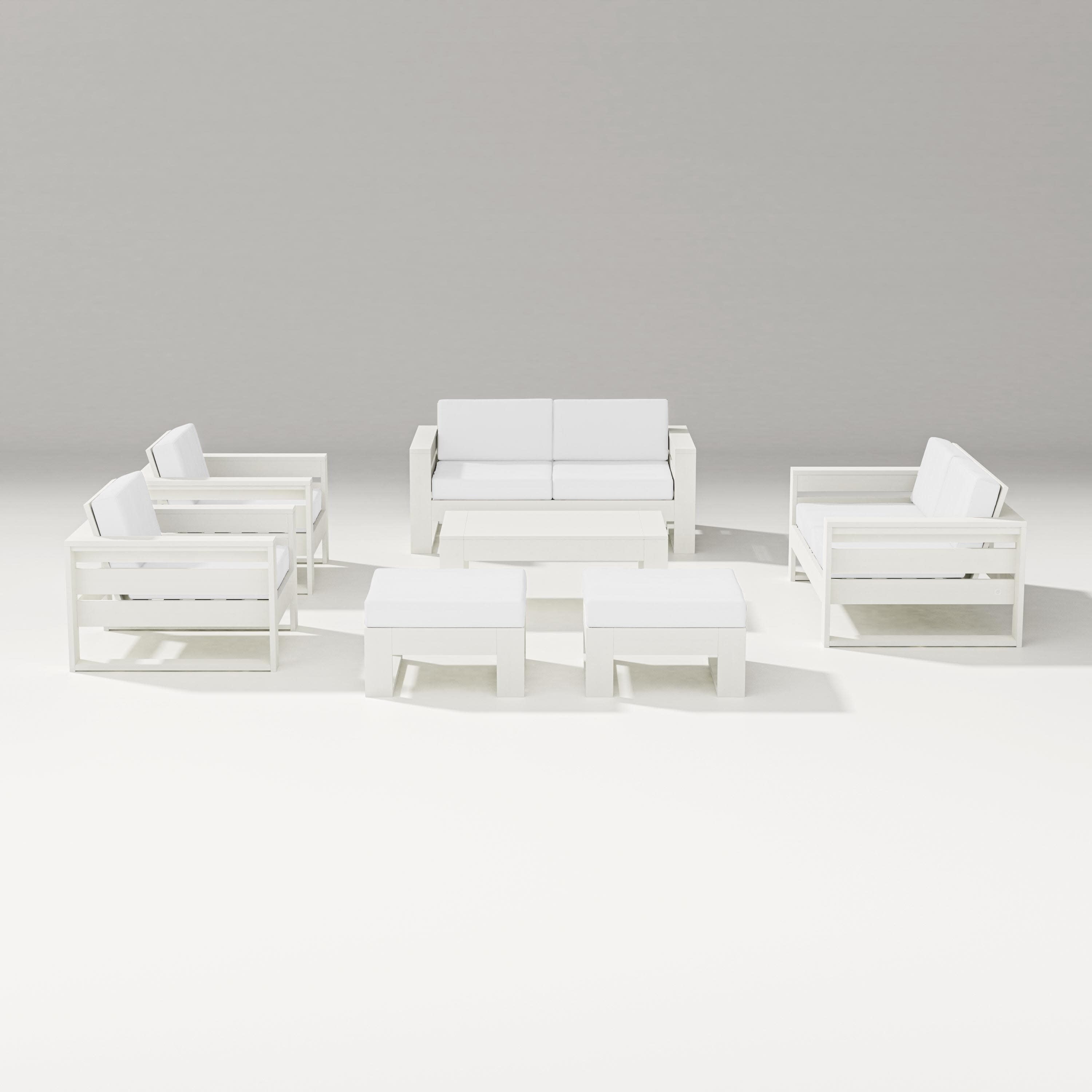 Latitude 7-Piece Lounge Loveseat Set in Vintage White / Natural