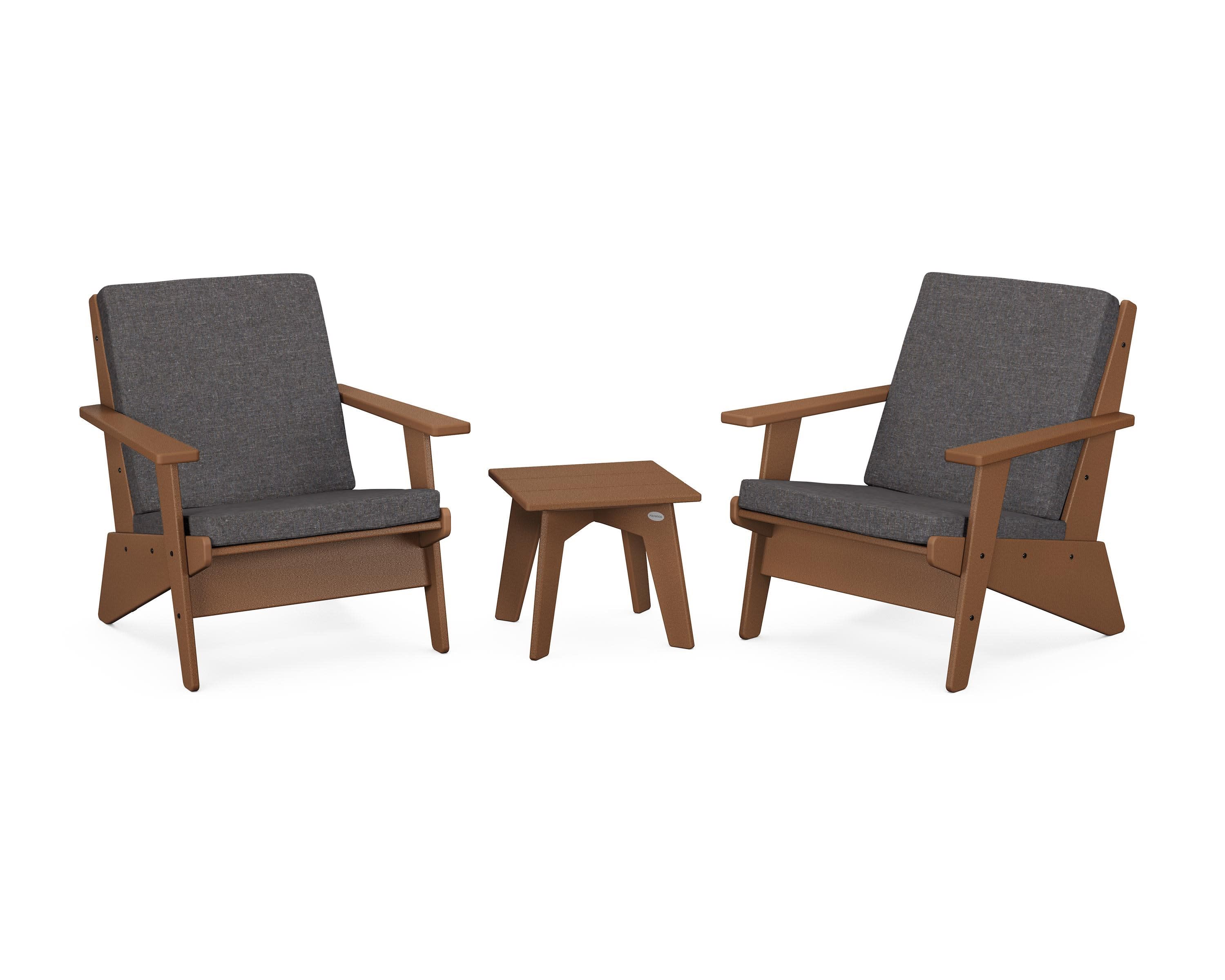 Riviera Modern Lounge 3-Piece Set in Teak / Ash Charcoal