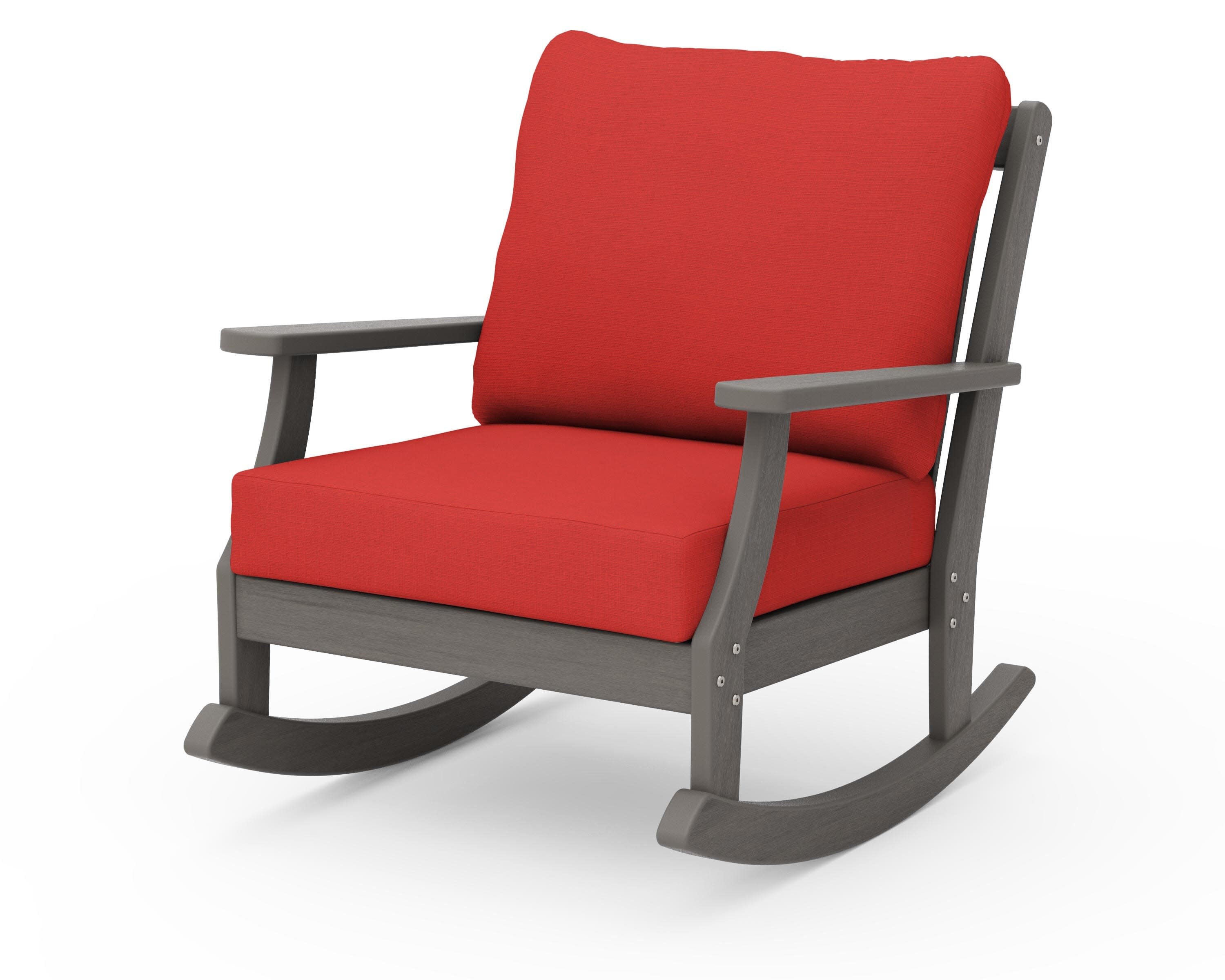 Braxton Deep Seating Rocking Chair in Driftwood / Crimson Linen