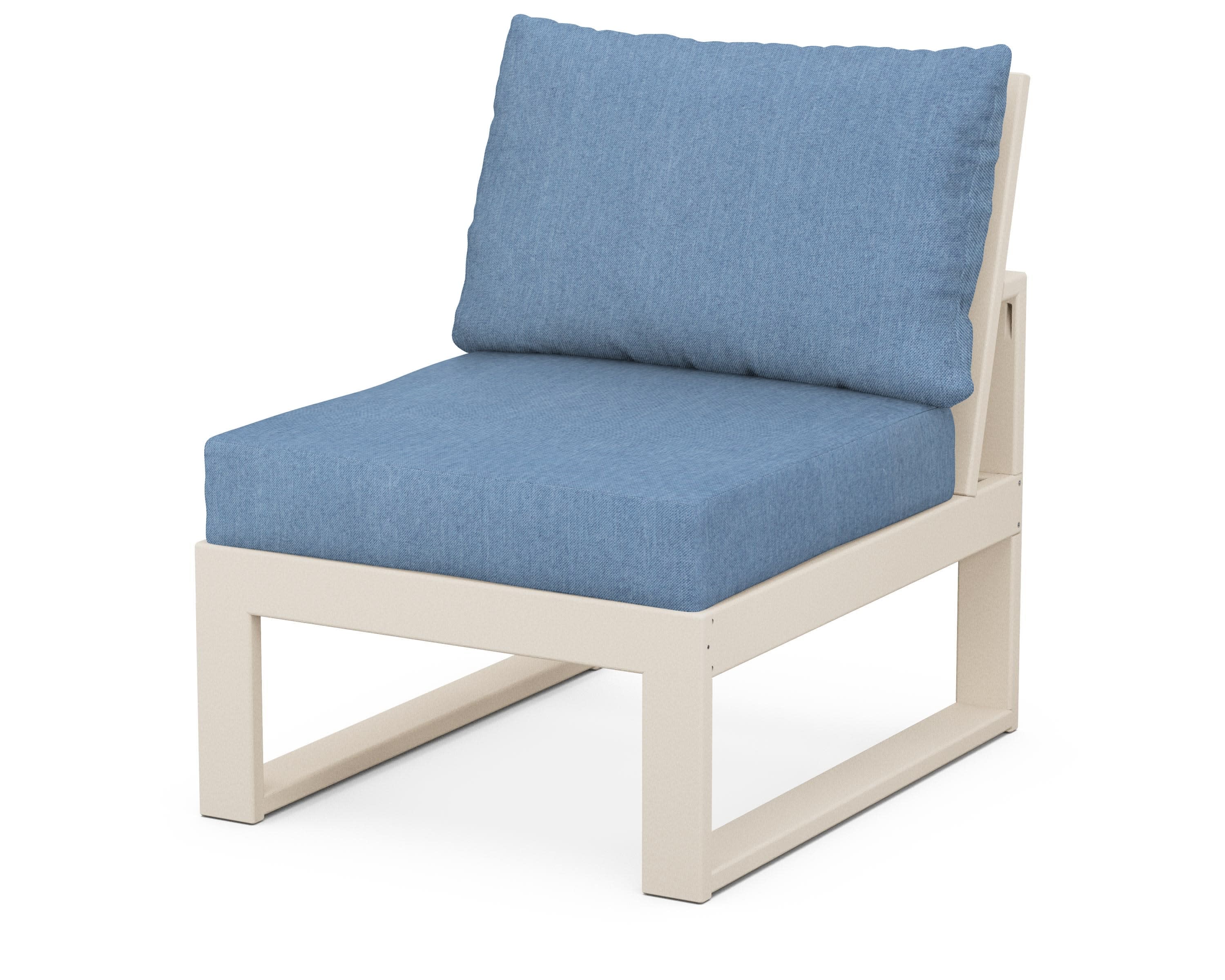 Modular Armless Chair in Sand / Sky Blue