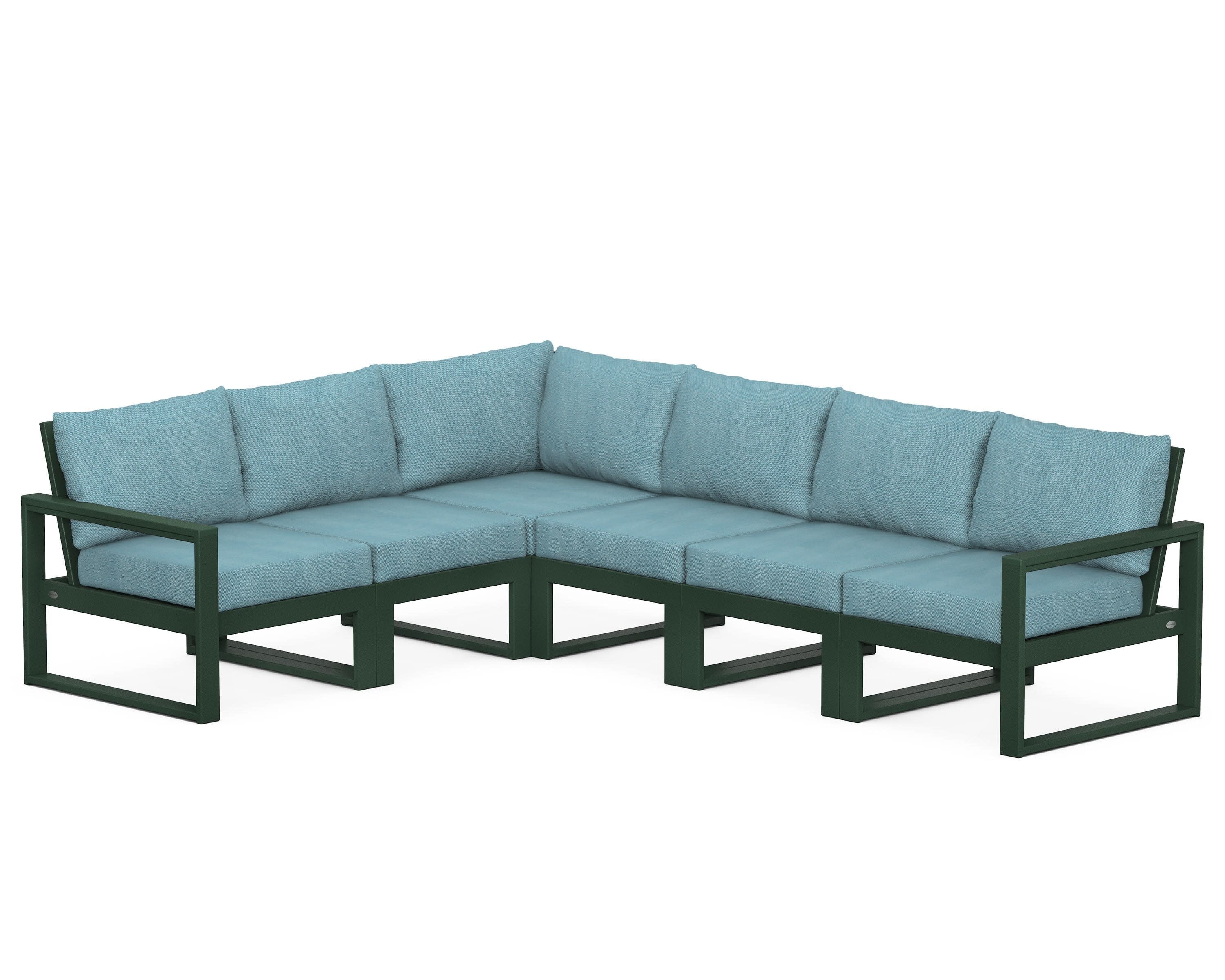 EDGE 6-Piece Modular Deep Seating Set in Green / Lattice Sky Blue