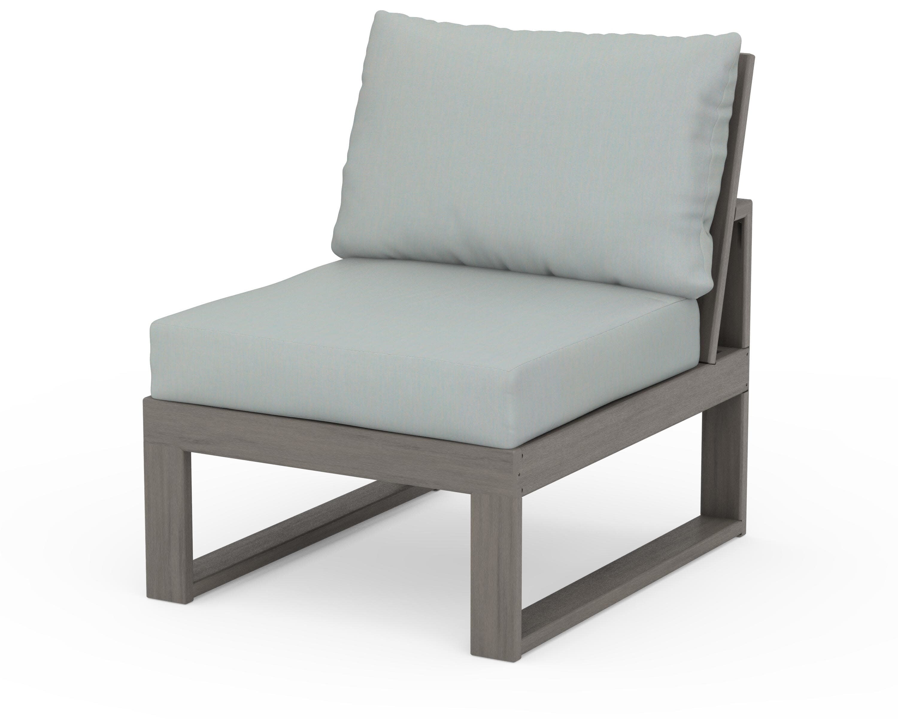 Modular Armless Chair in Driftwood / Spa
