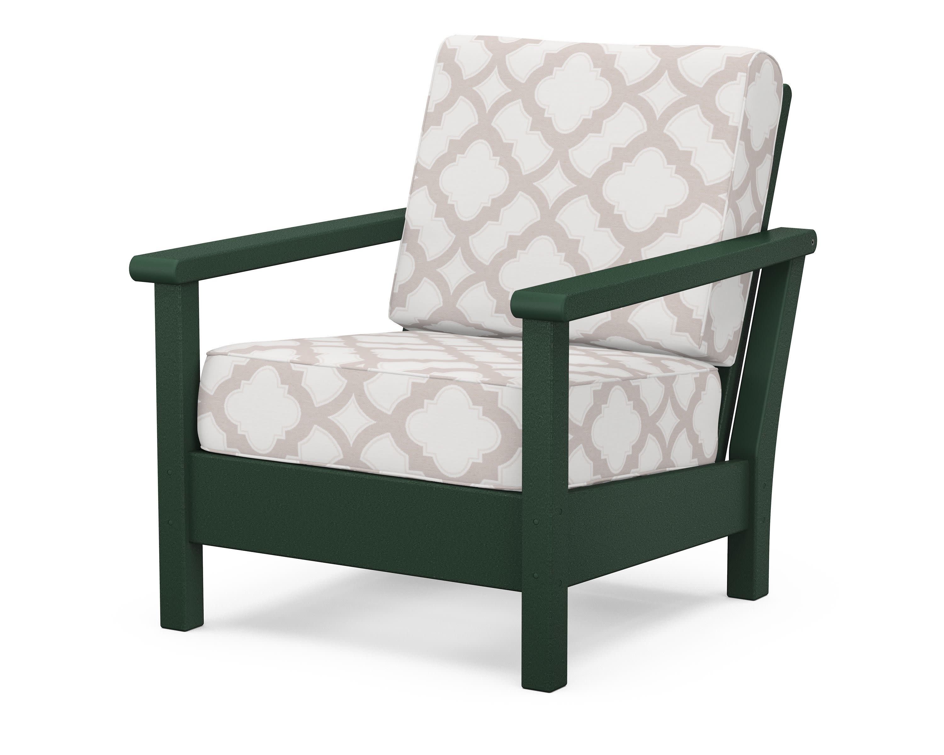 Harbour Deep Seating Chair in Green / Trellis Dune Burlap
