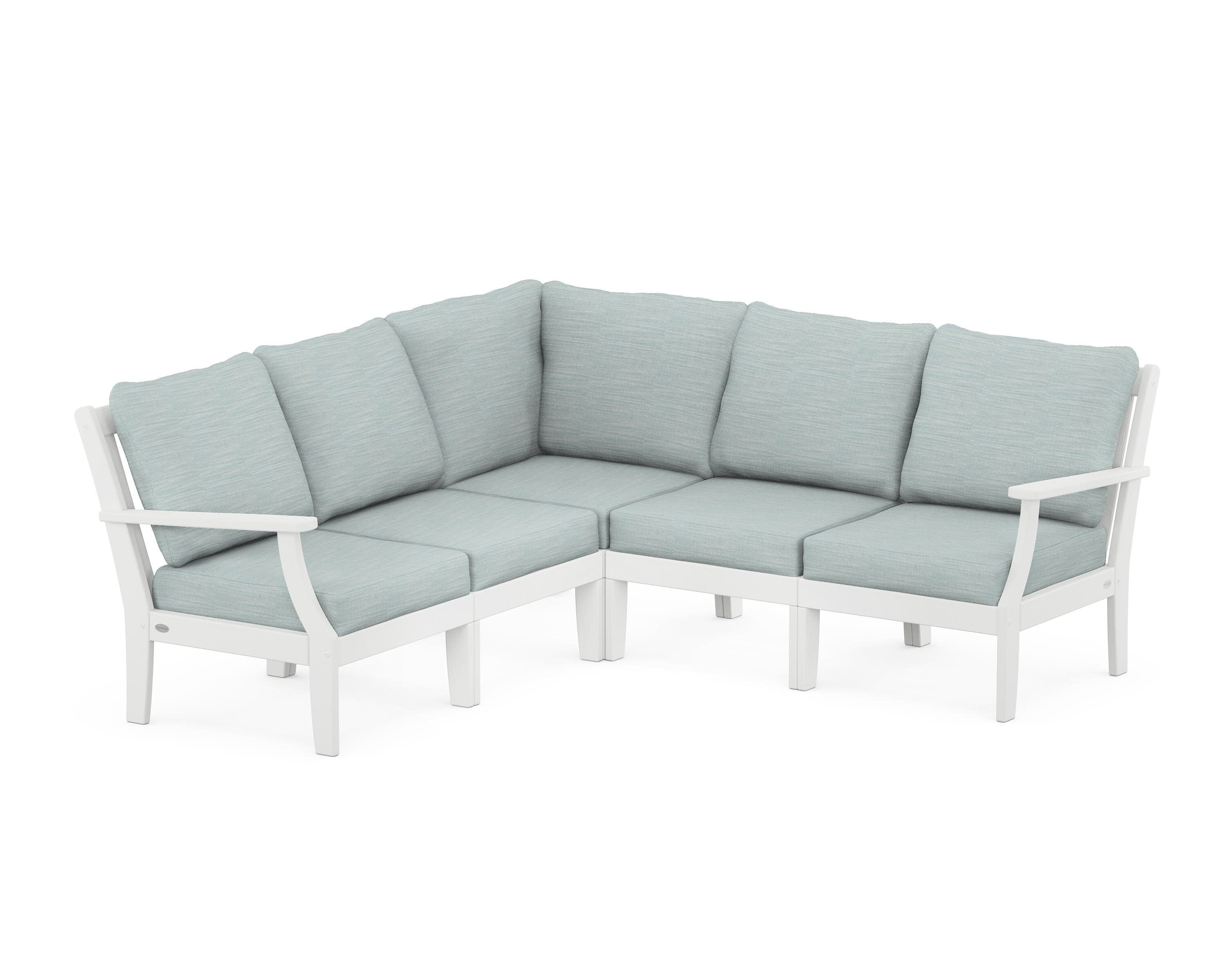 Braxton Modular 5-Piece Deep Seating Set in White / Soothe Mist