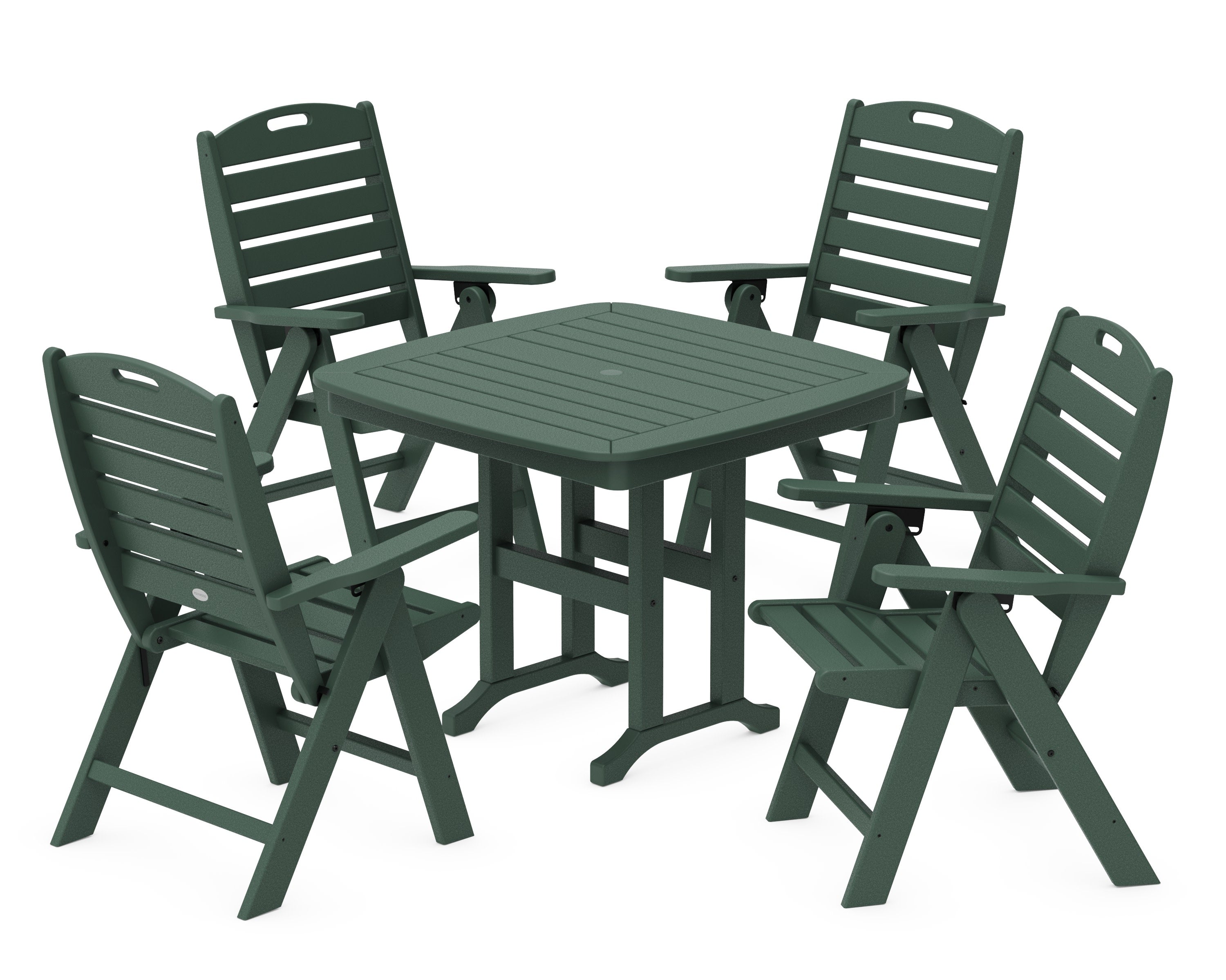 Nautical Folding Highback Chair 5-Piece Dining Set in Green
