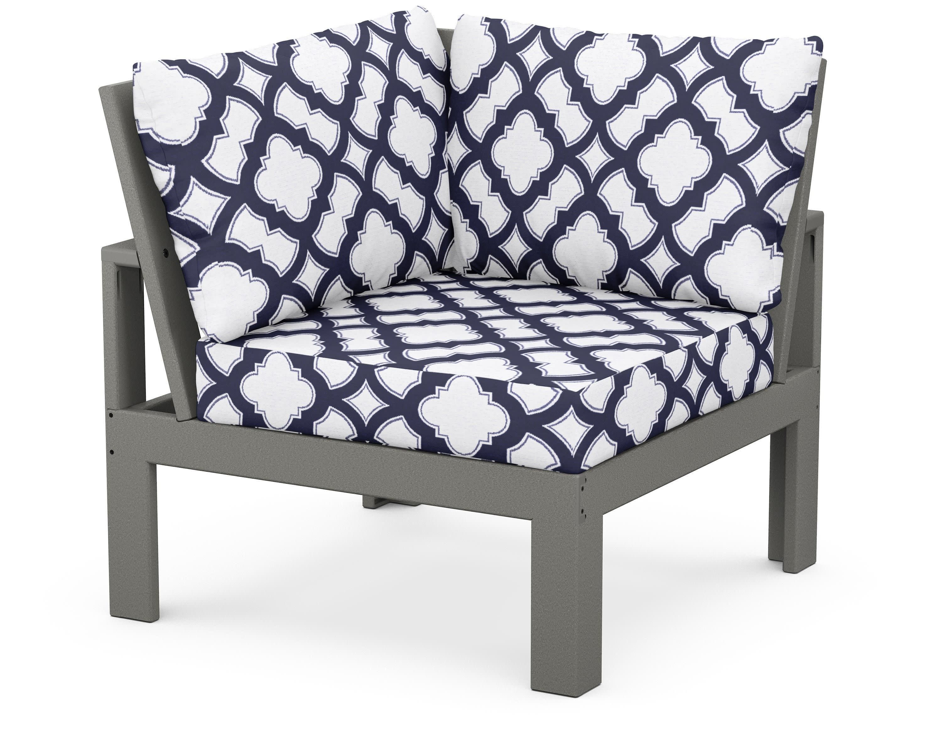 Modular Corner Chair in Slate Grey / Trellis Navy